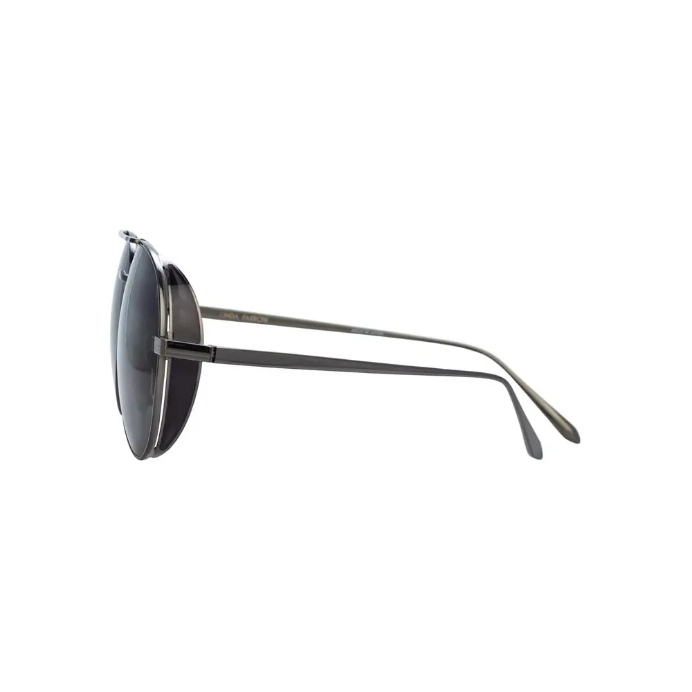 Linda Farrow - Occhiali da Sole Aviator Elgin C7 in Nichel e Nero - LFL792C7SUN - Linda Farrow Eyewear