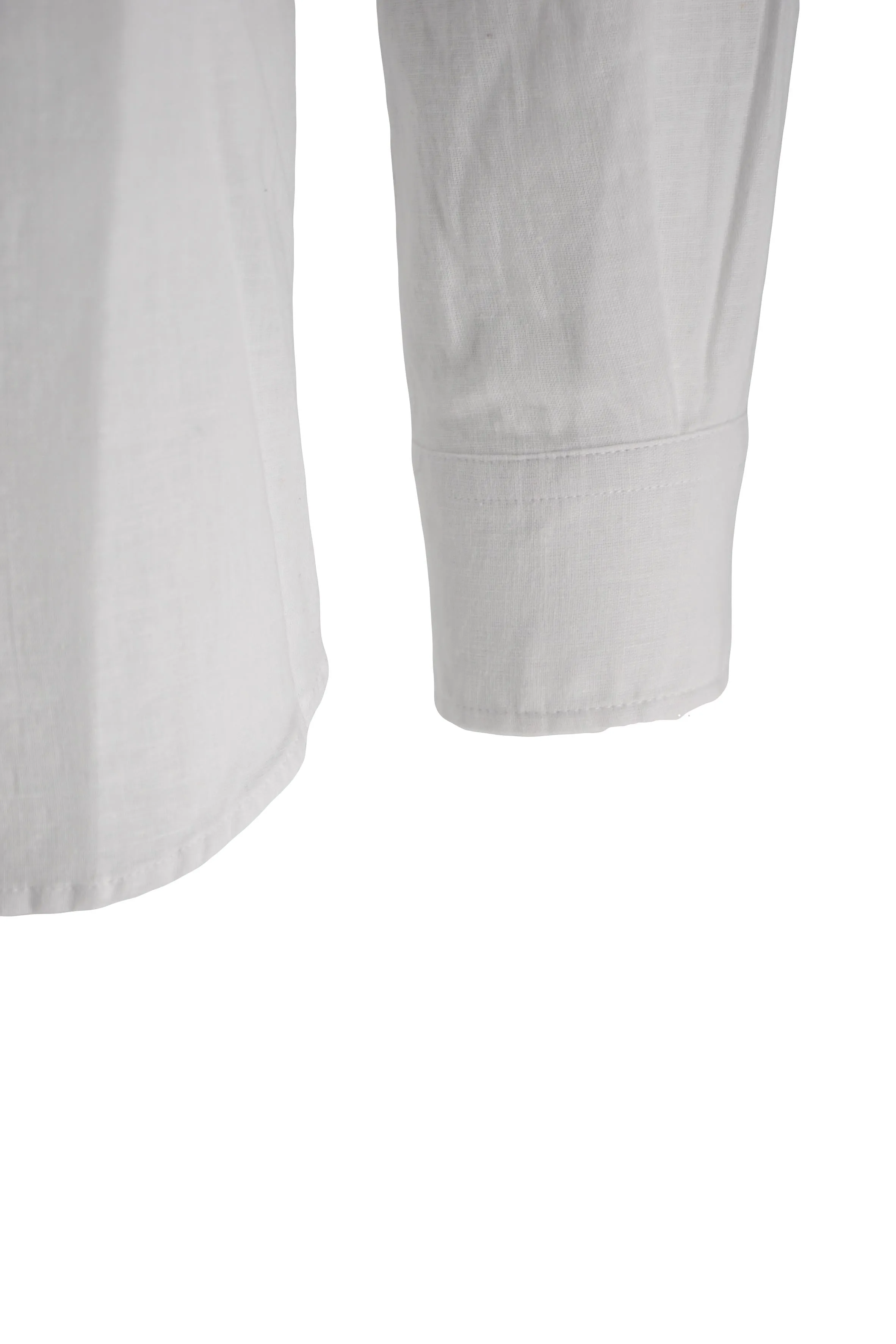 Linen Shirt with Mandarin Collar / White