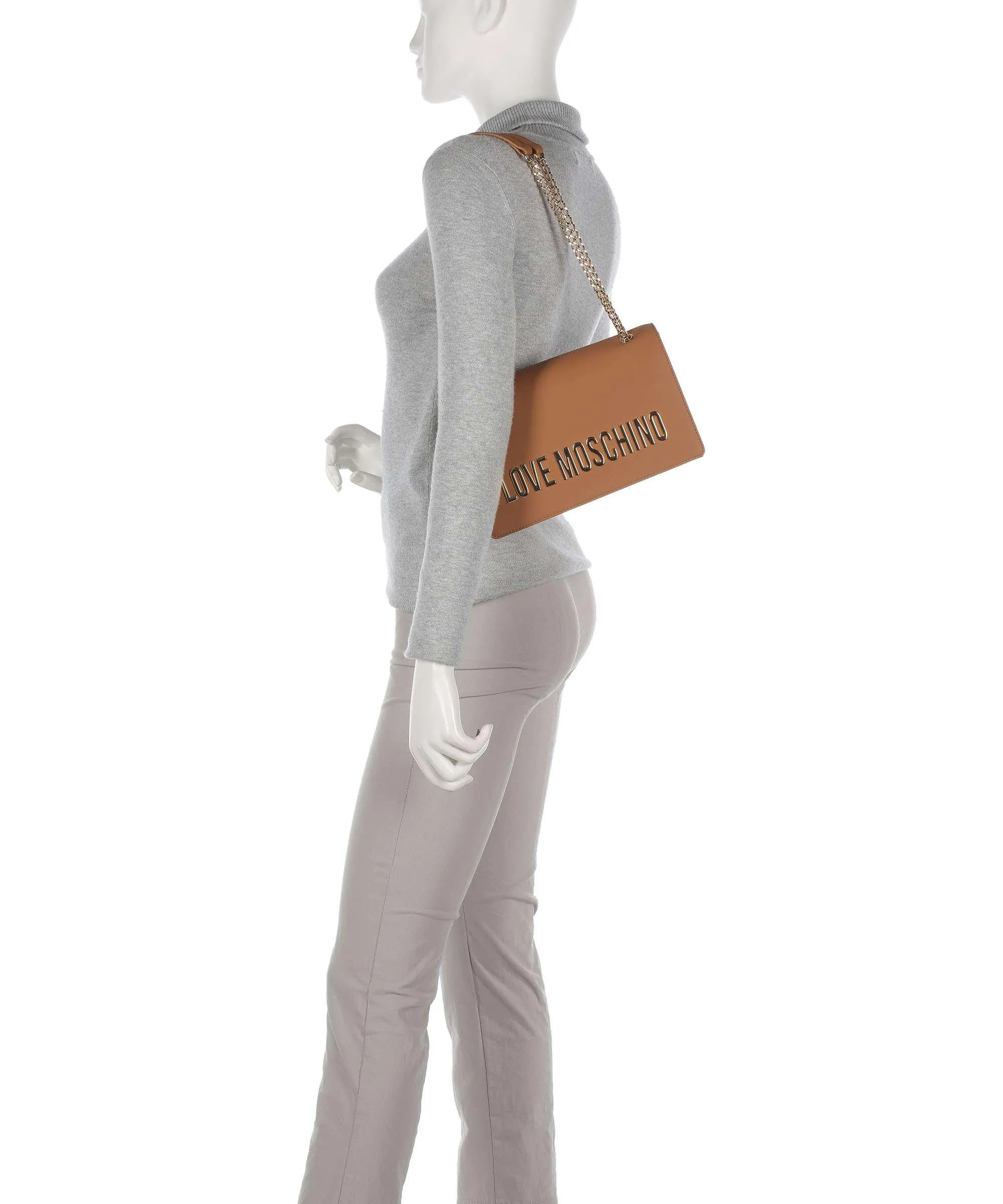  Love Moschino Bold Love Borsa a spalla pelle sintetica marrone  