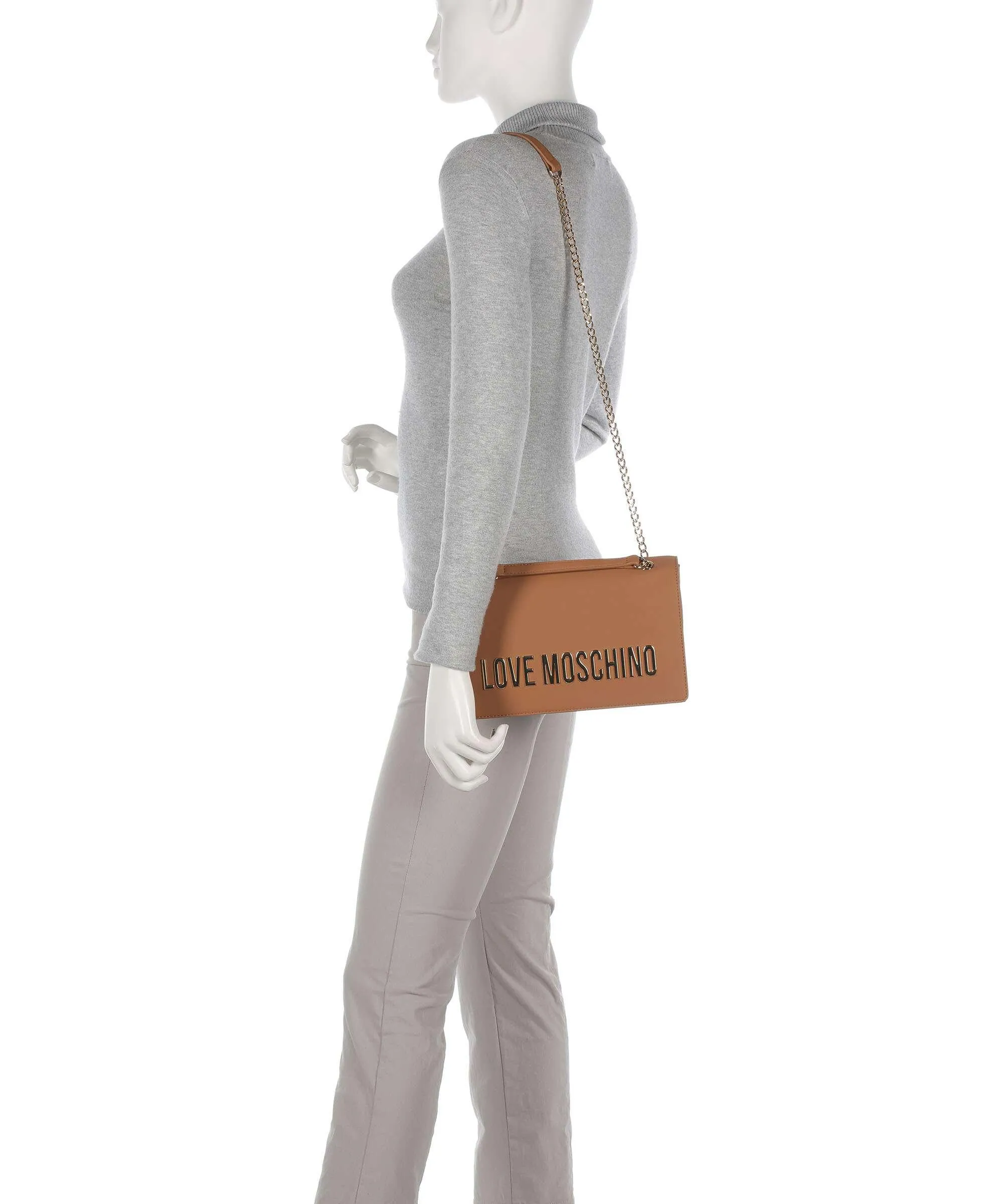  Love Moschino Bold Love Borsa a spalla pelle sintetica marrone  