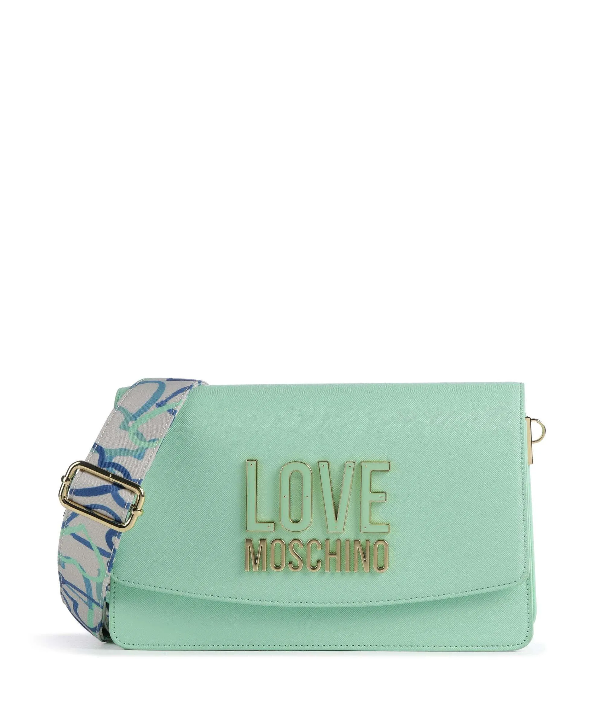  Love Moschino Jelly Logo Borsa a tracolla pelle sintetica verde menta  