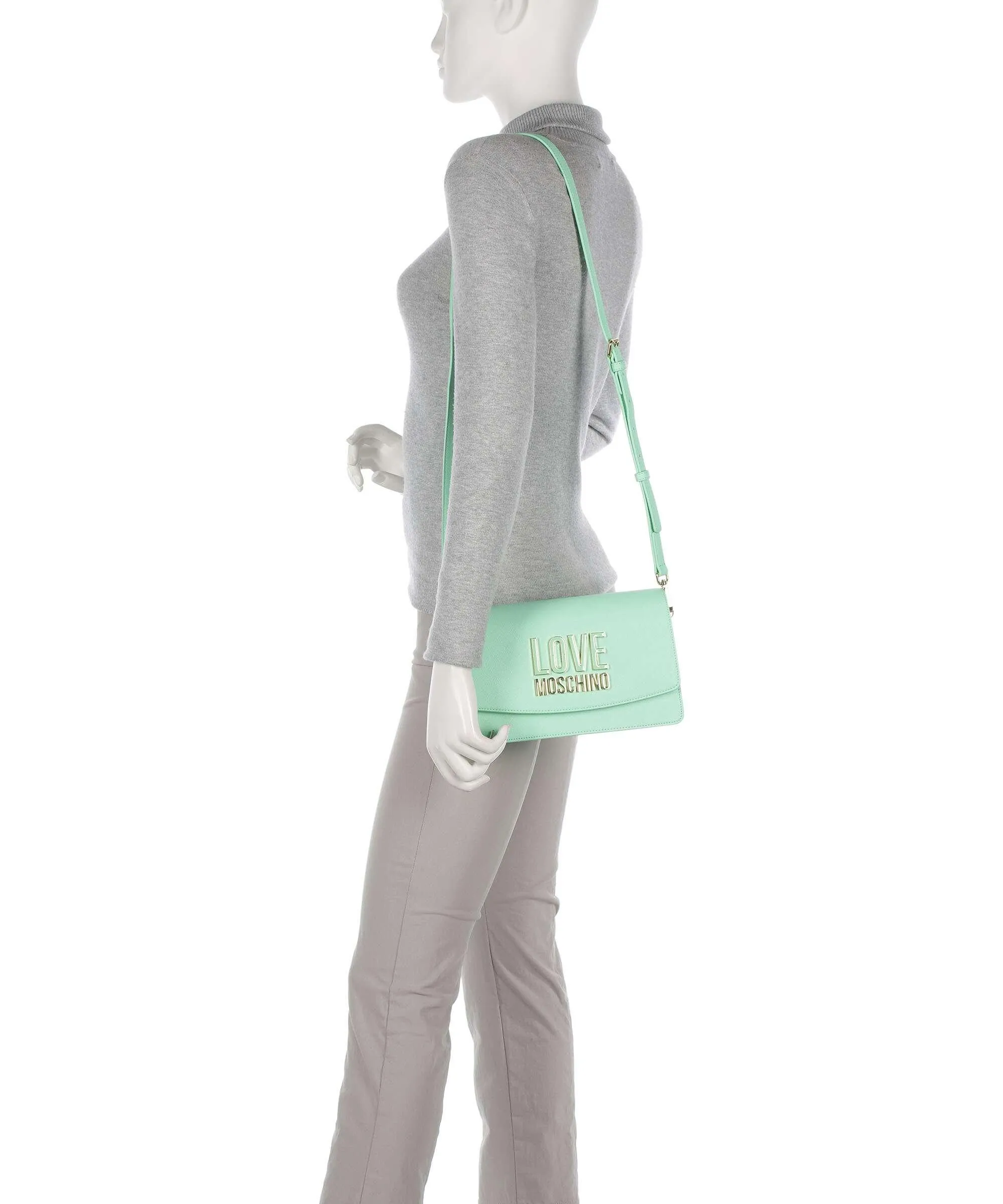 Love Moschino Jelly Logo Borsa a tracolla pelle sintetica verde menta  