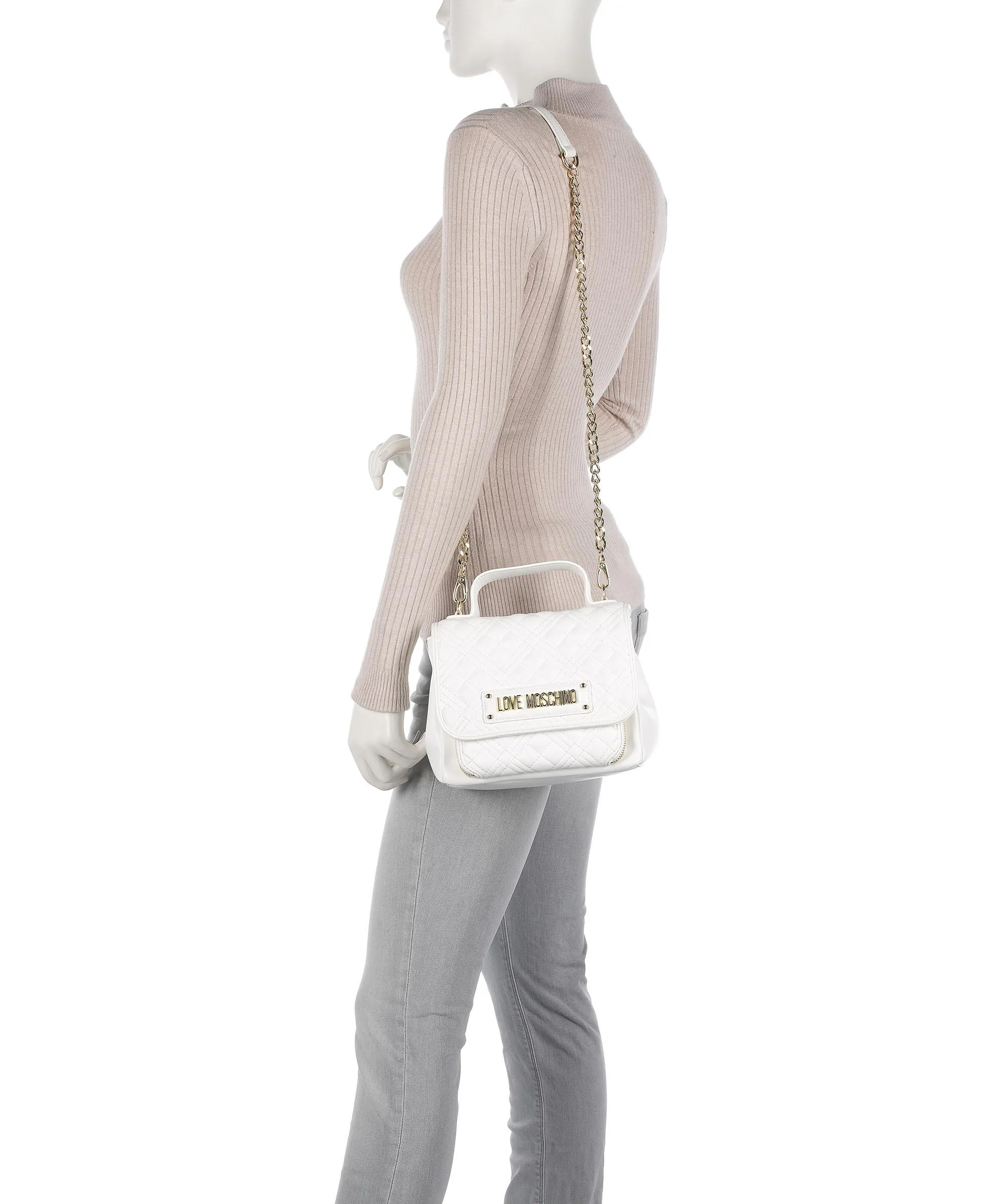  Love Moschino Quilted Borsa a tracolla pelle sintetica bianco  
