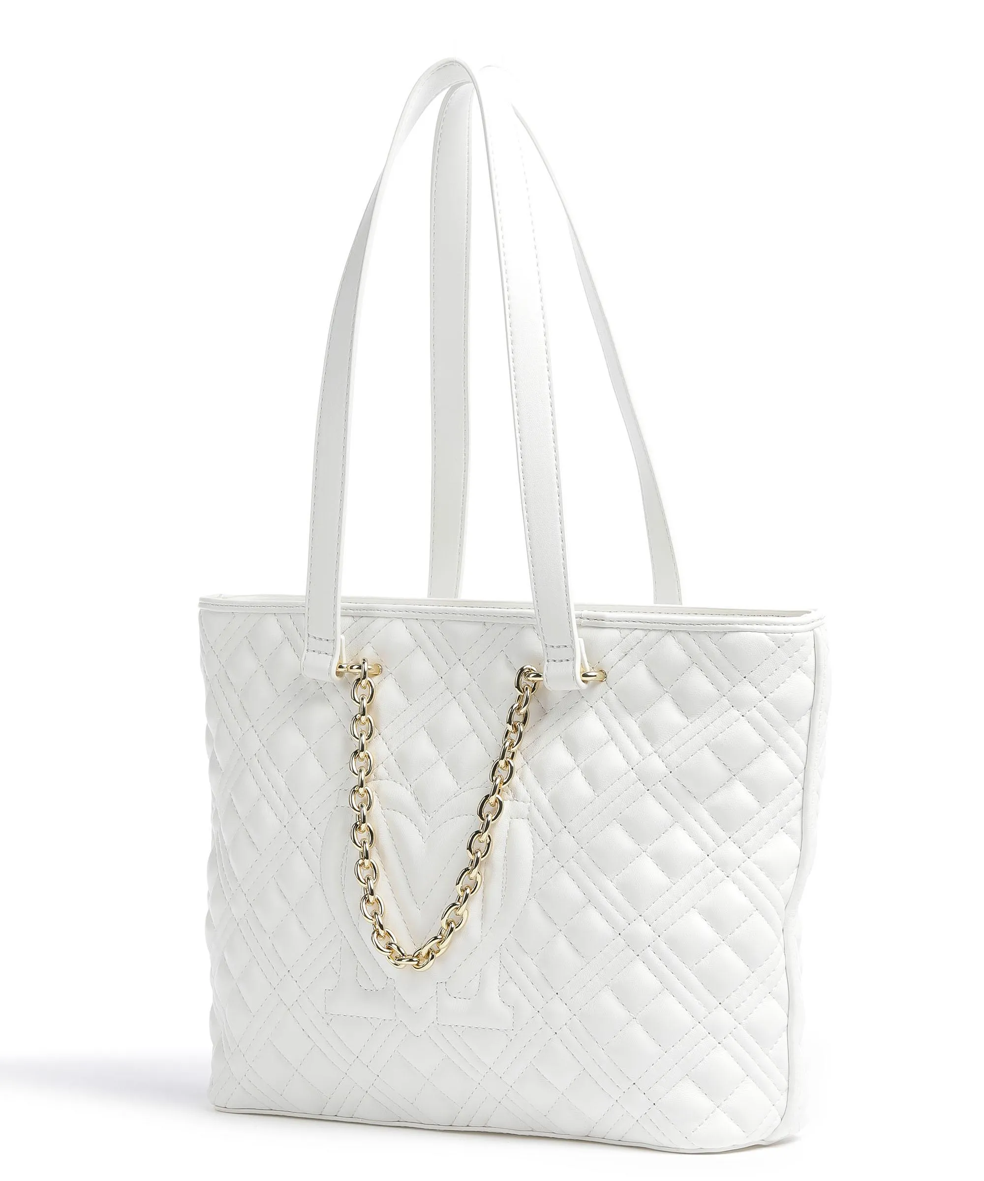  Love Moschino Quilted Borsa shopper pelle sintetica bianco  