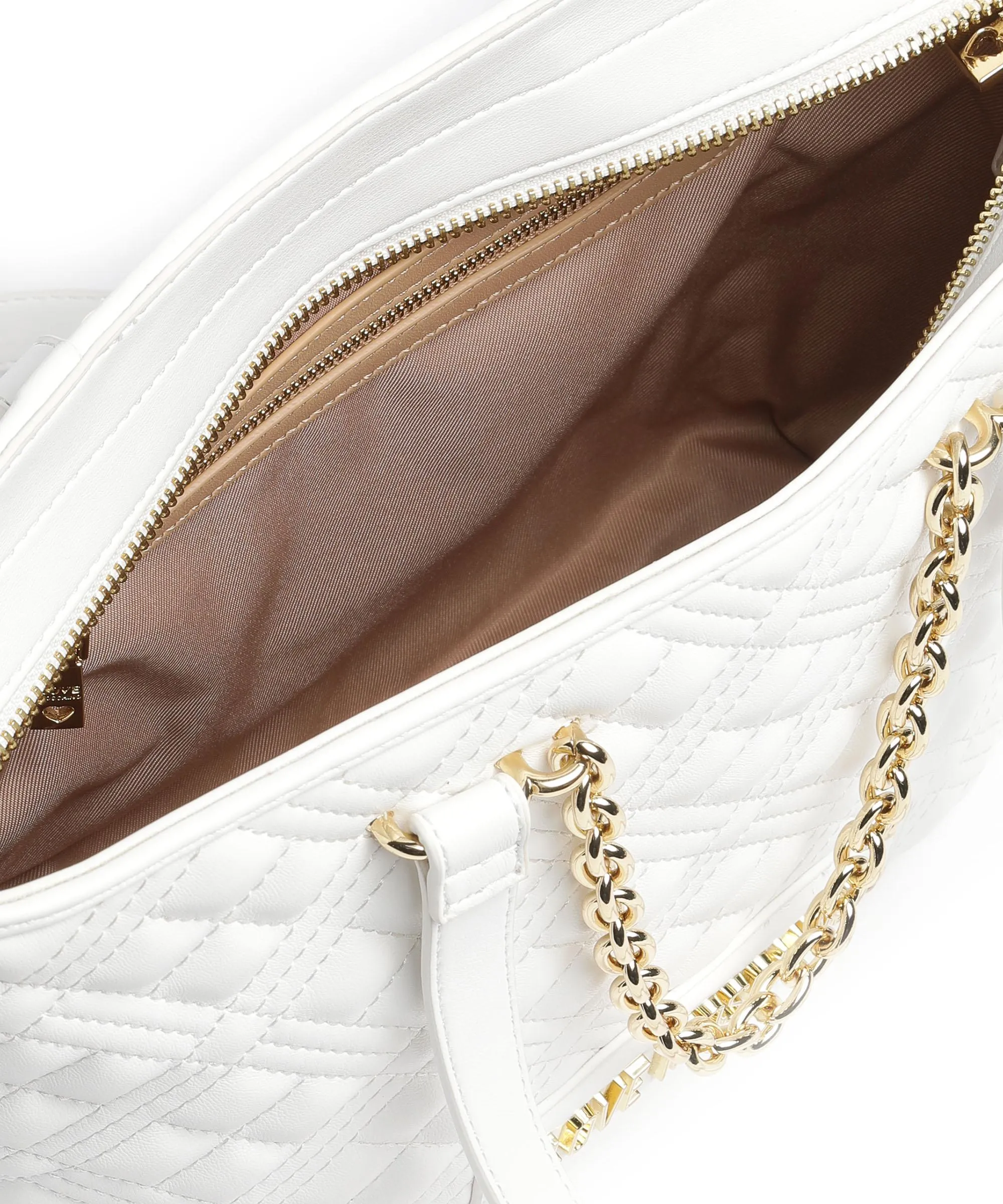  Love Moschino Quilted Borsa shopper pelle sintetica bianco  