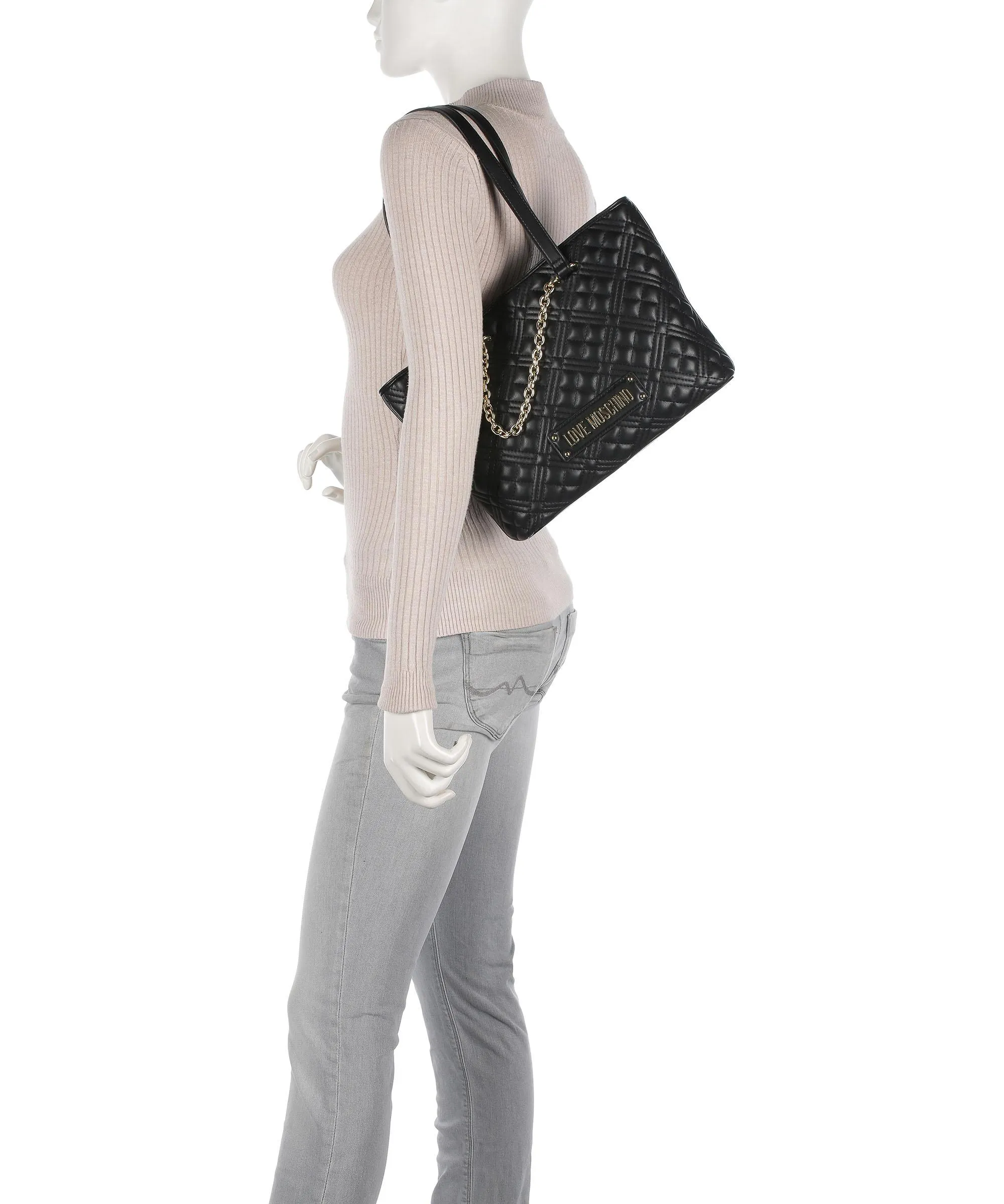  Love Moschino Quilted Borsa shopper pelle sintetica nero  