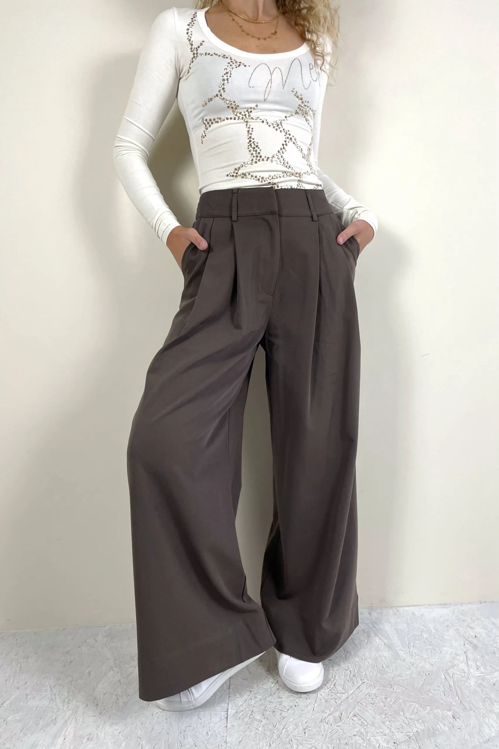 Maglia bianca strass oro | MET