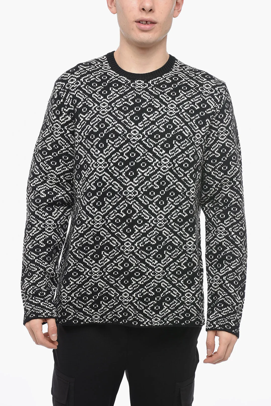 Maglia in Lana ALL OVER CLASSIC con Motivo Geometrico