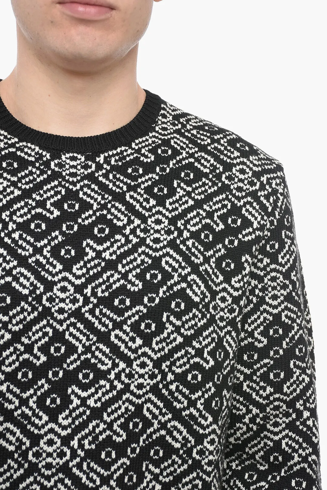 Maglia in Lana ALL OVER CLASSIC con Motivo Geometrico