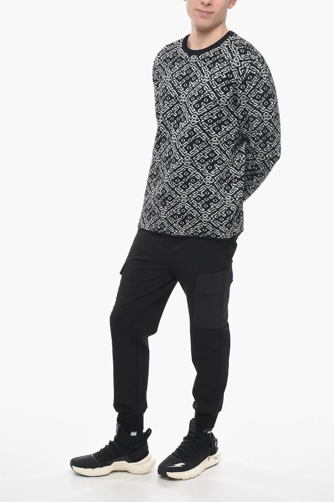 Maglia in Lana ALL OVER CLASSIC con Motivo Geometrico