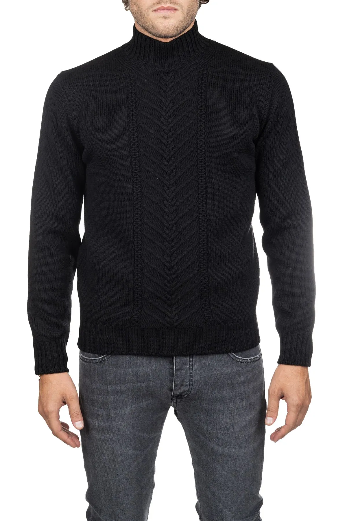 MAGLIA NERA IN LANA MERINO EXTRAFINE