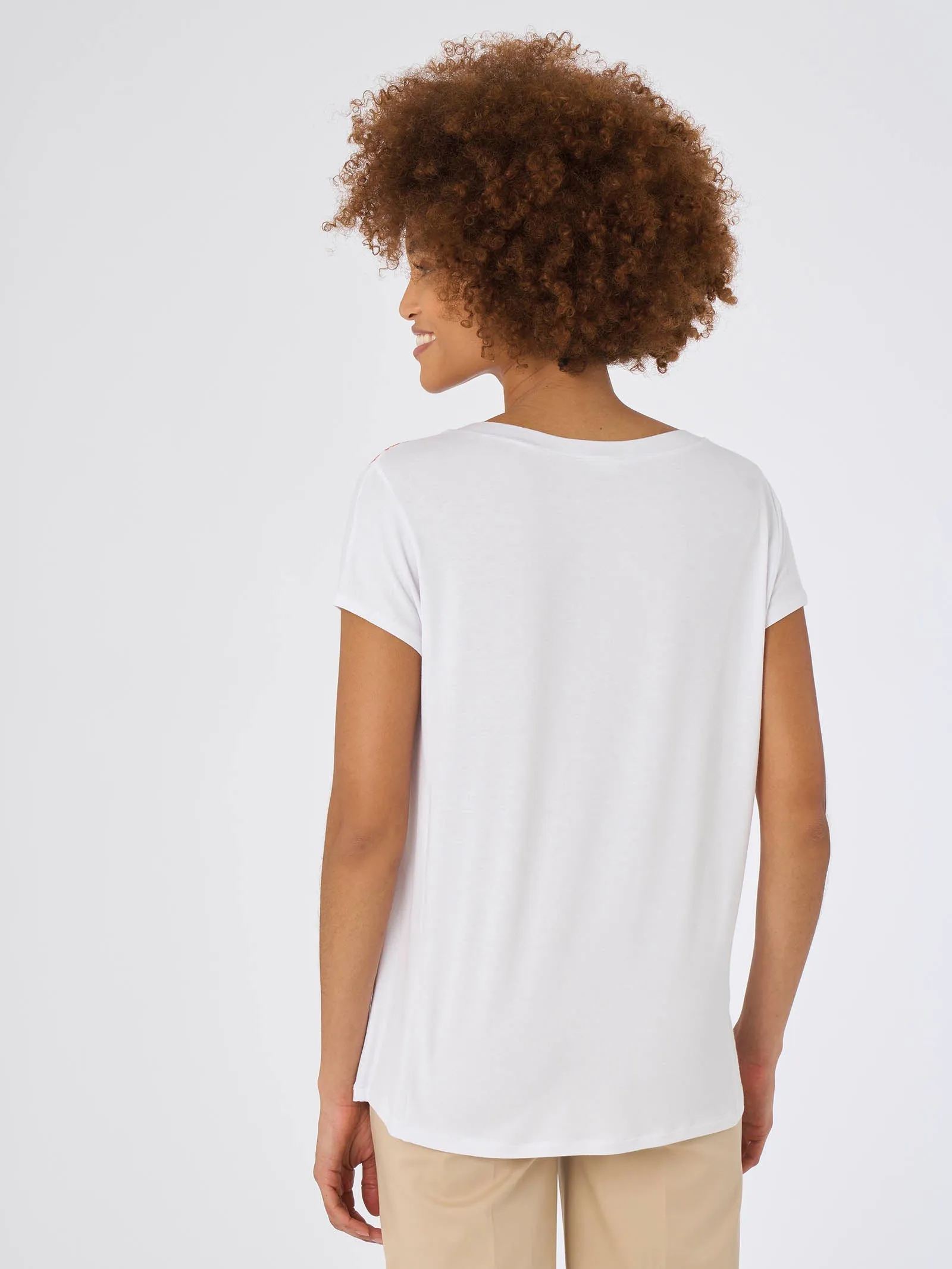 Maglietta stampata in Viscosa Summer - Fant.Bianco