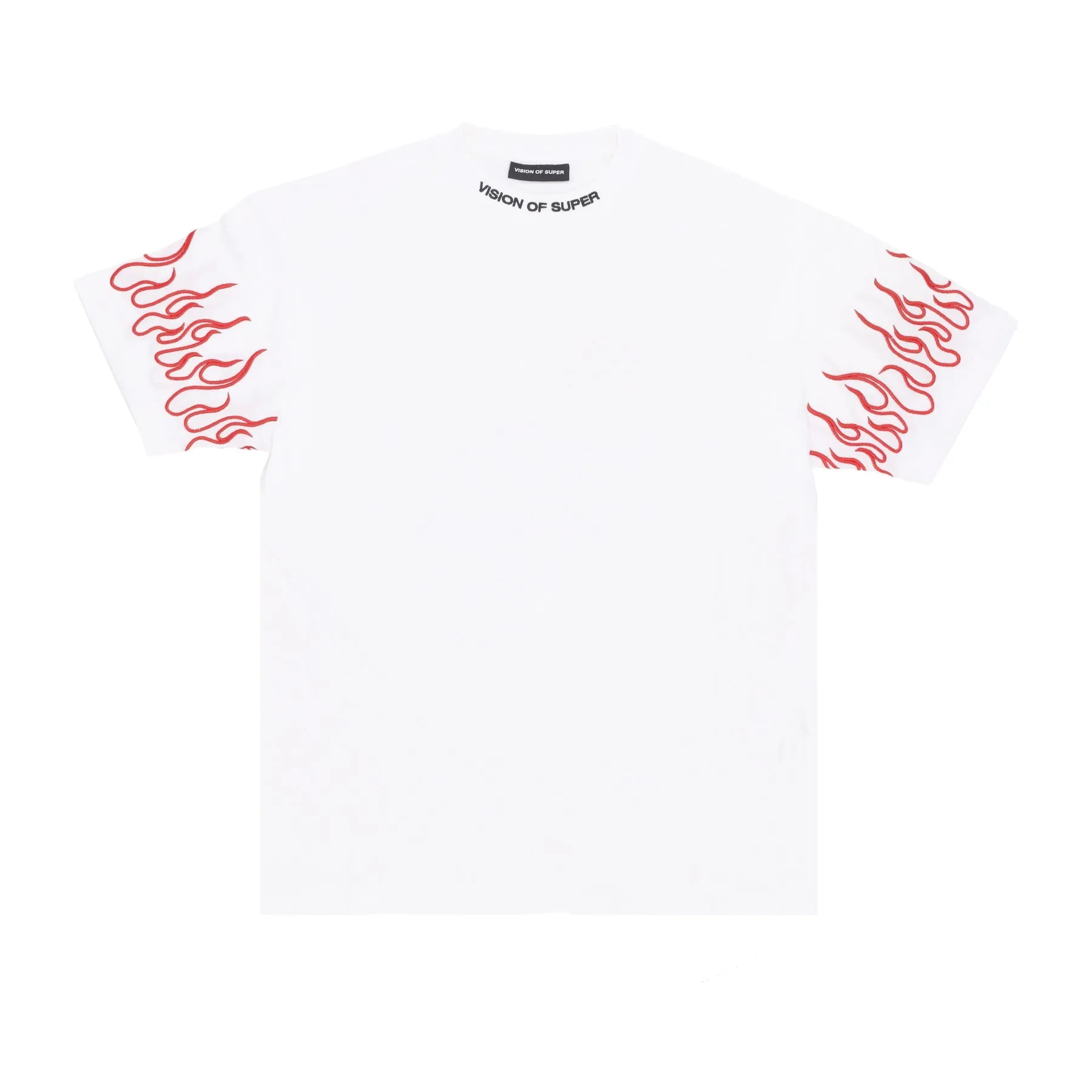 Maglietta Uomo Embroidered Flames Tee White/red