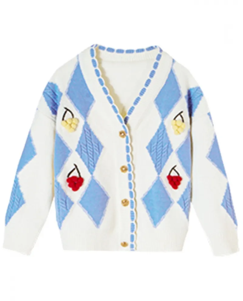 Maglione da bambina Autunno New Lingge Jacket Cardigan lavorato a maglia per bambini
