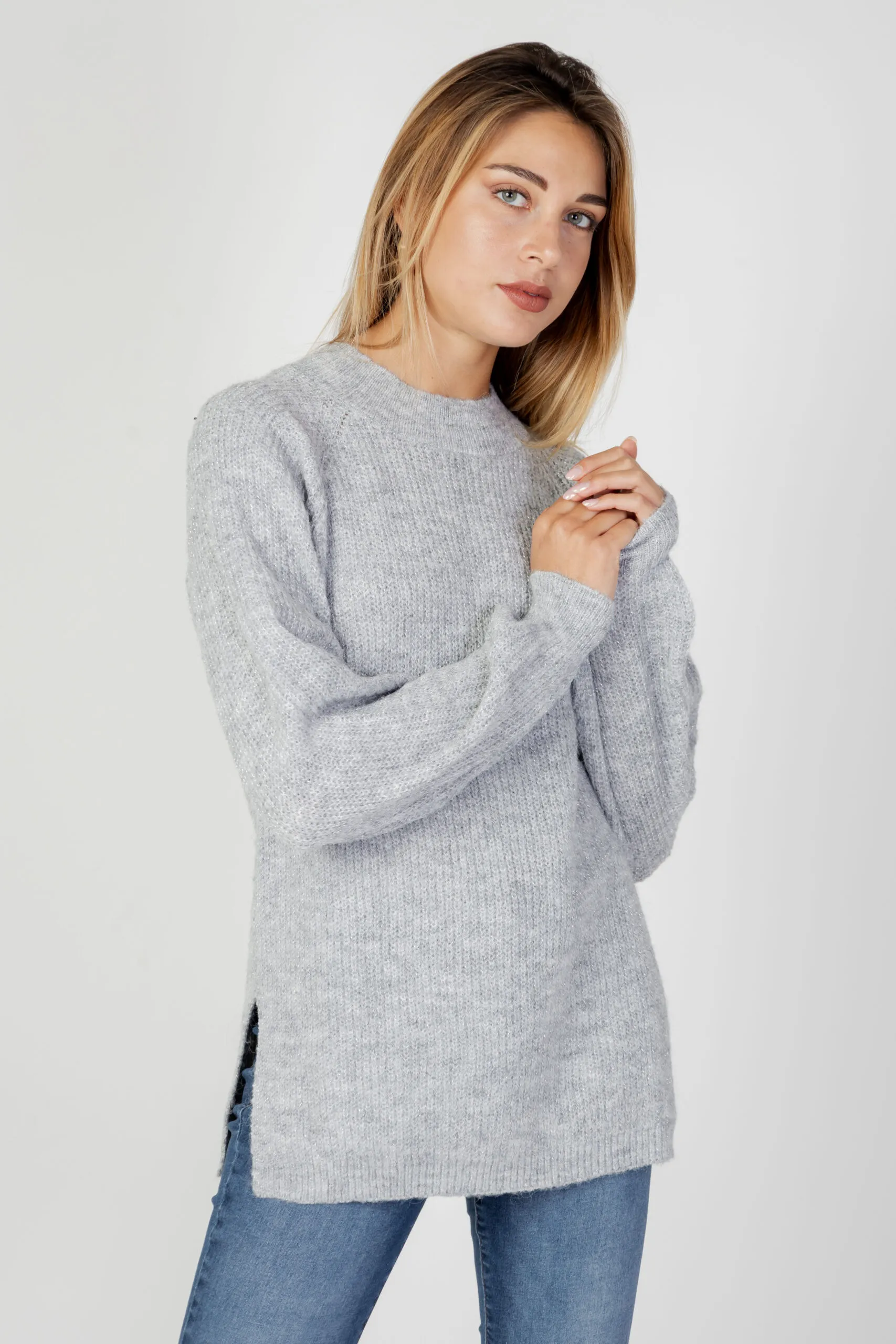 Maglione Jacqueline de Yong jdyesther l/s hn long slit pullover knt Grigio Chiaro