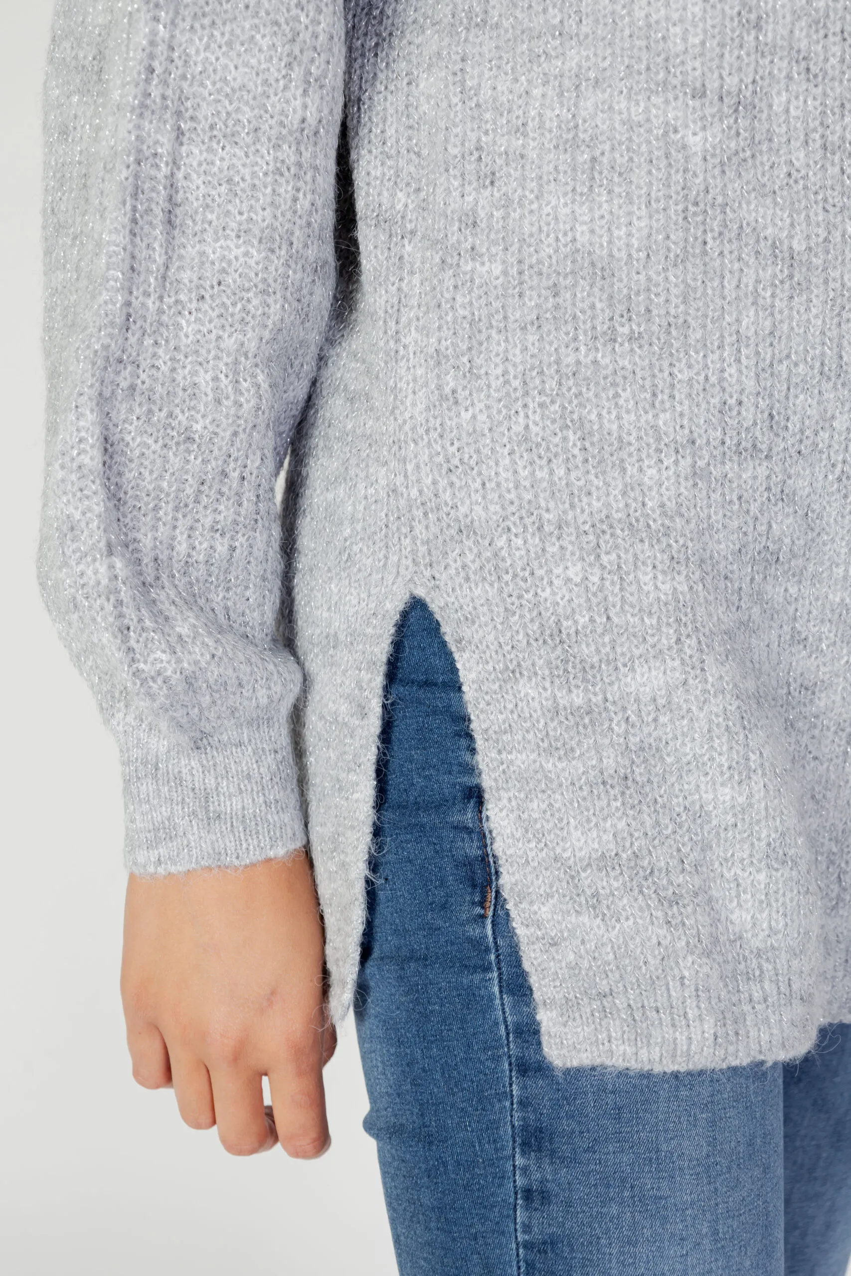 Maglione Jacqueline de Yong jdyesther l/s hn long slit pullover knt Grigio Chiaro