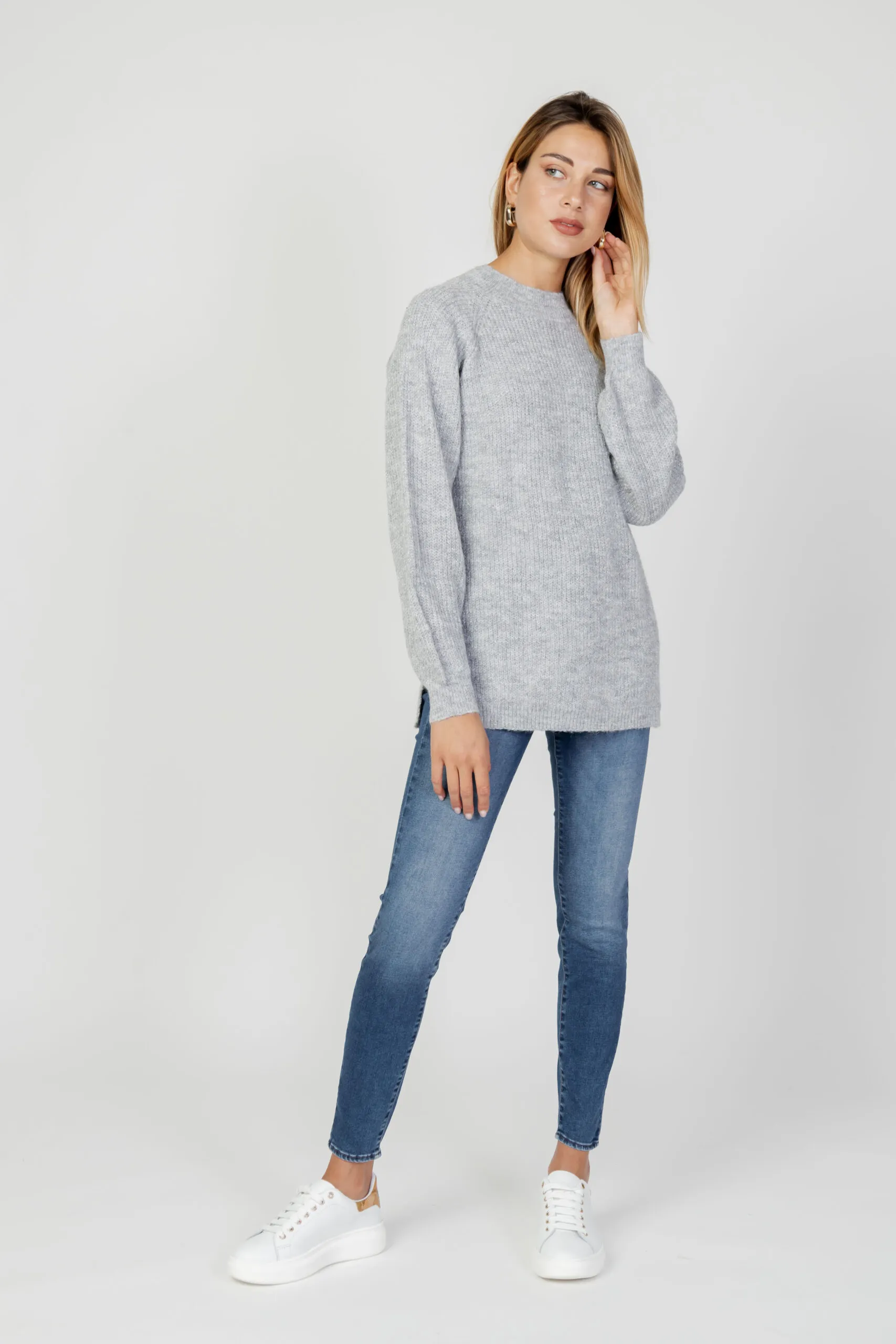 Maglione Jacqueline de Yong jdyesther l/s hn long slit pullover knt Grigio Chiaro