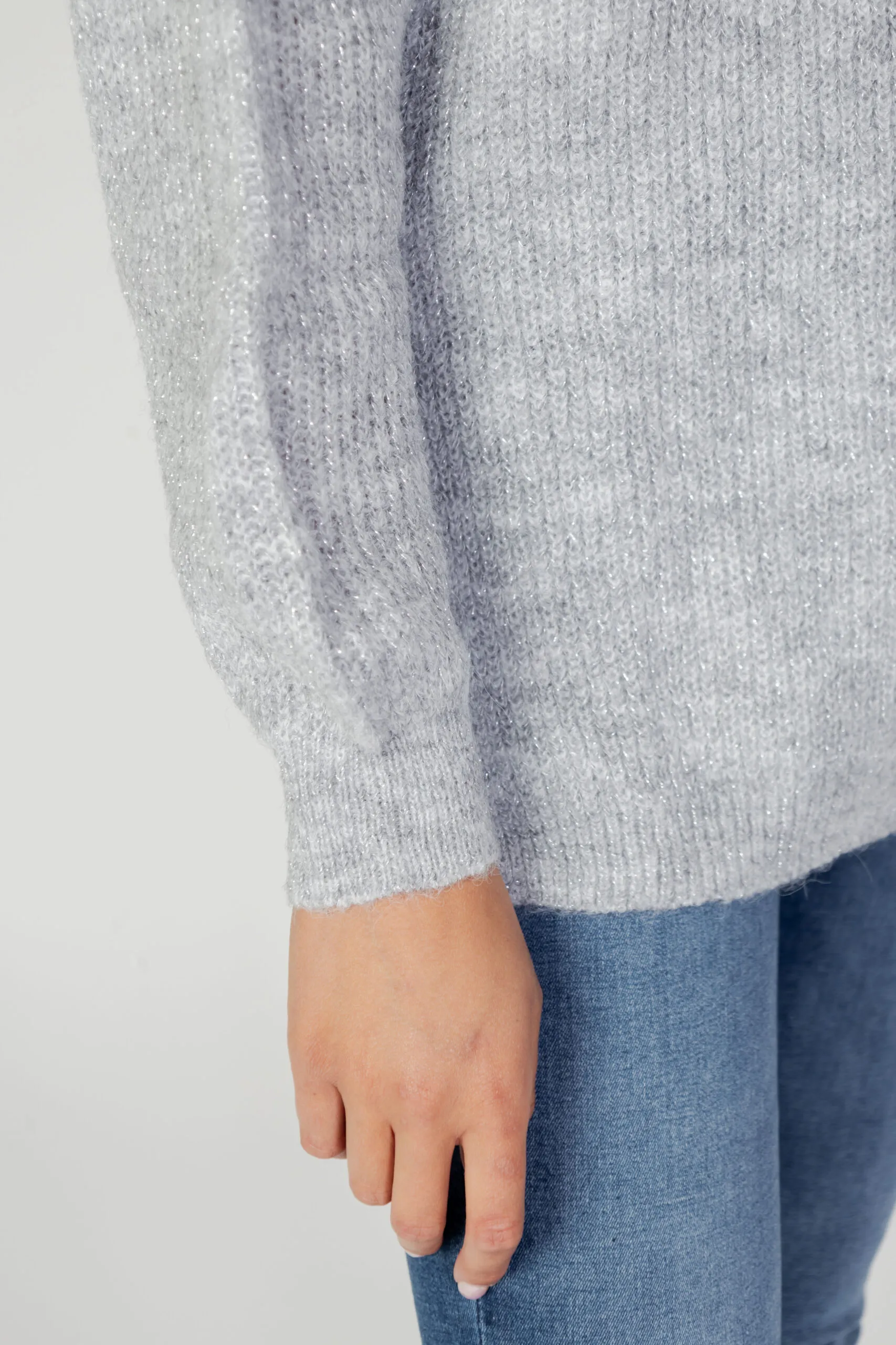 Maglione Jacqueline de Yong jdyesther l/s hn long slit pullover knt Grigio Chiaro