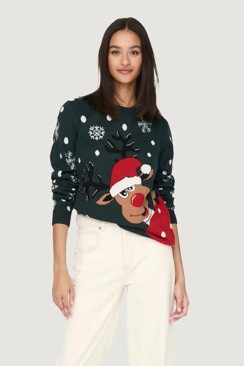 Maglione Jacqueline de Yong jdylucia l/s x-mas jacquard pullover knt Verde