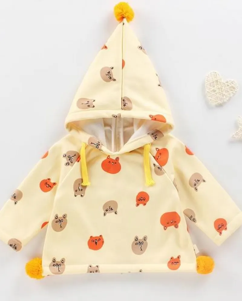 Maglione per bambini Autunno Inverno Toddler Kids Plus Cerniera posteriore con cappuccio in pile