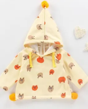 Maglione per bambini Autunno Inverno Toddler Kids Plus Cerniera posteriore con cappuccio in pile