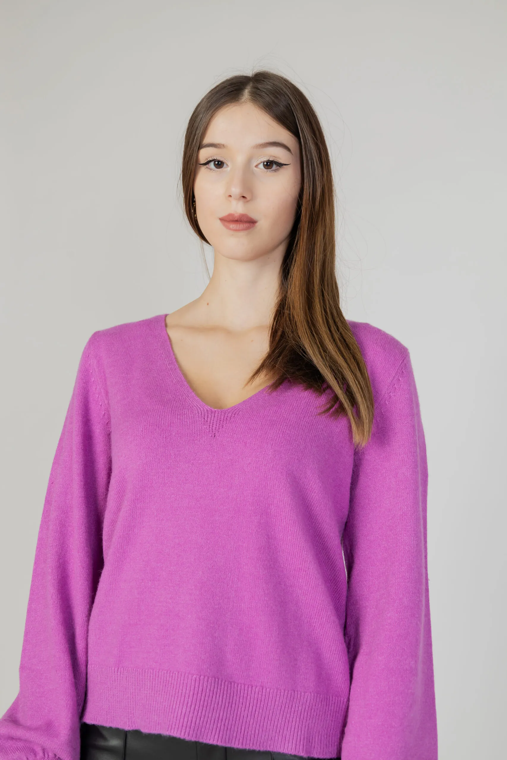 Maglione Vila Clothes VIRIL REV V-NECK L/S KNIT TOP – NOOS Magenta