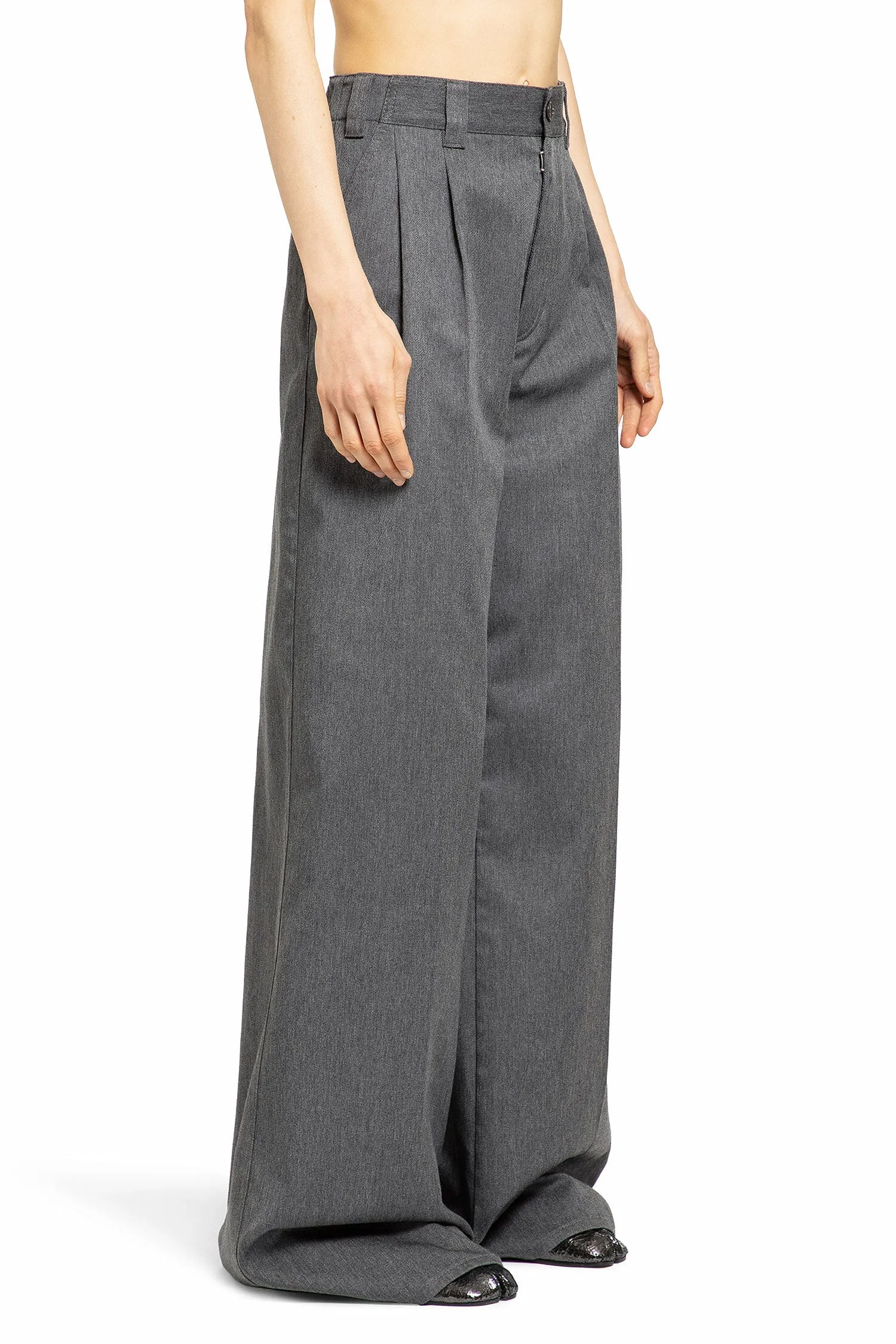 maison margiela  cotton wool wide leg trousers 