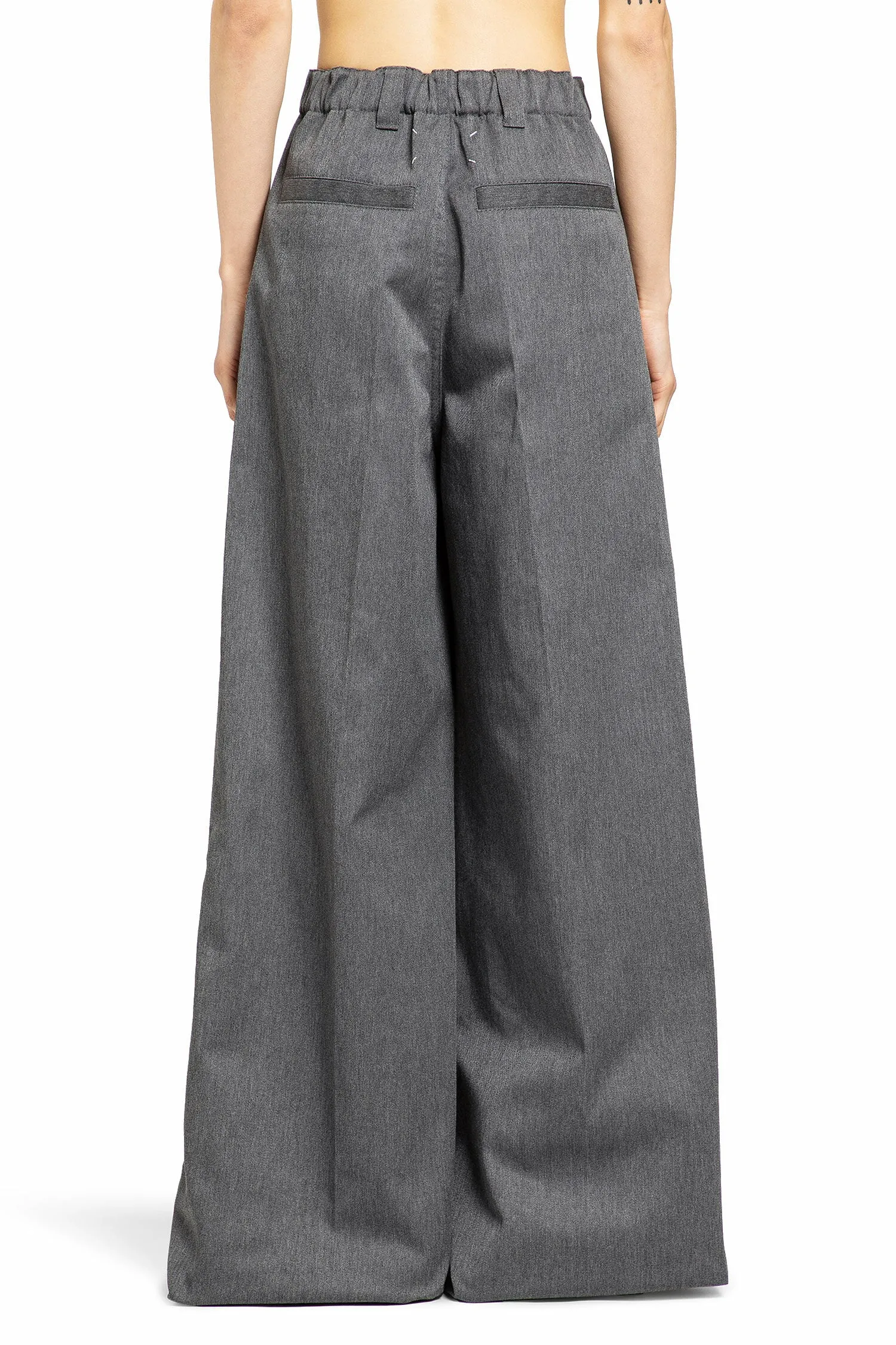 maison margiela  cotton wool wide leg trousers 