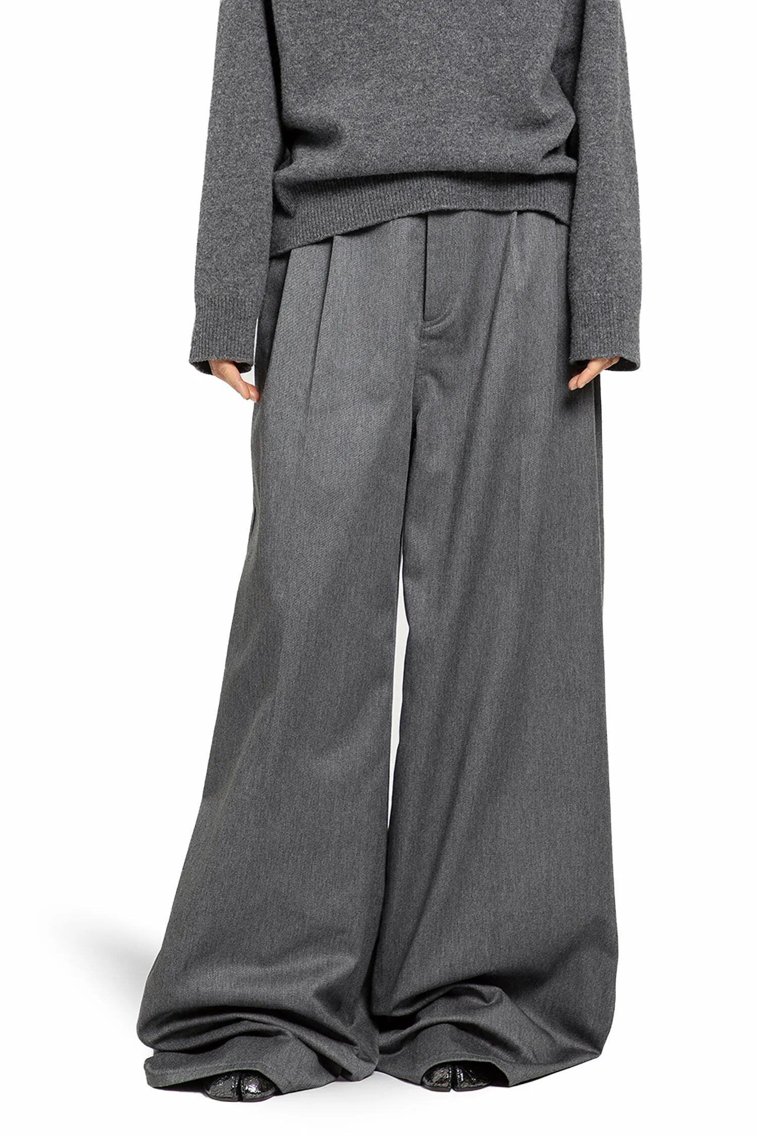 maison margiela  cotton wool wide leg trousers 