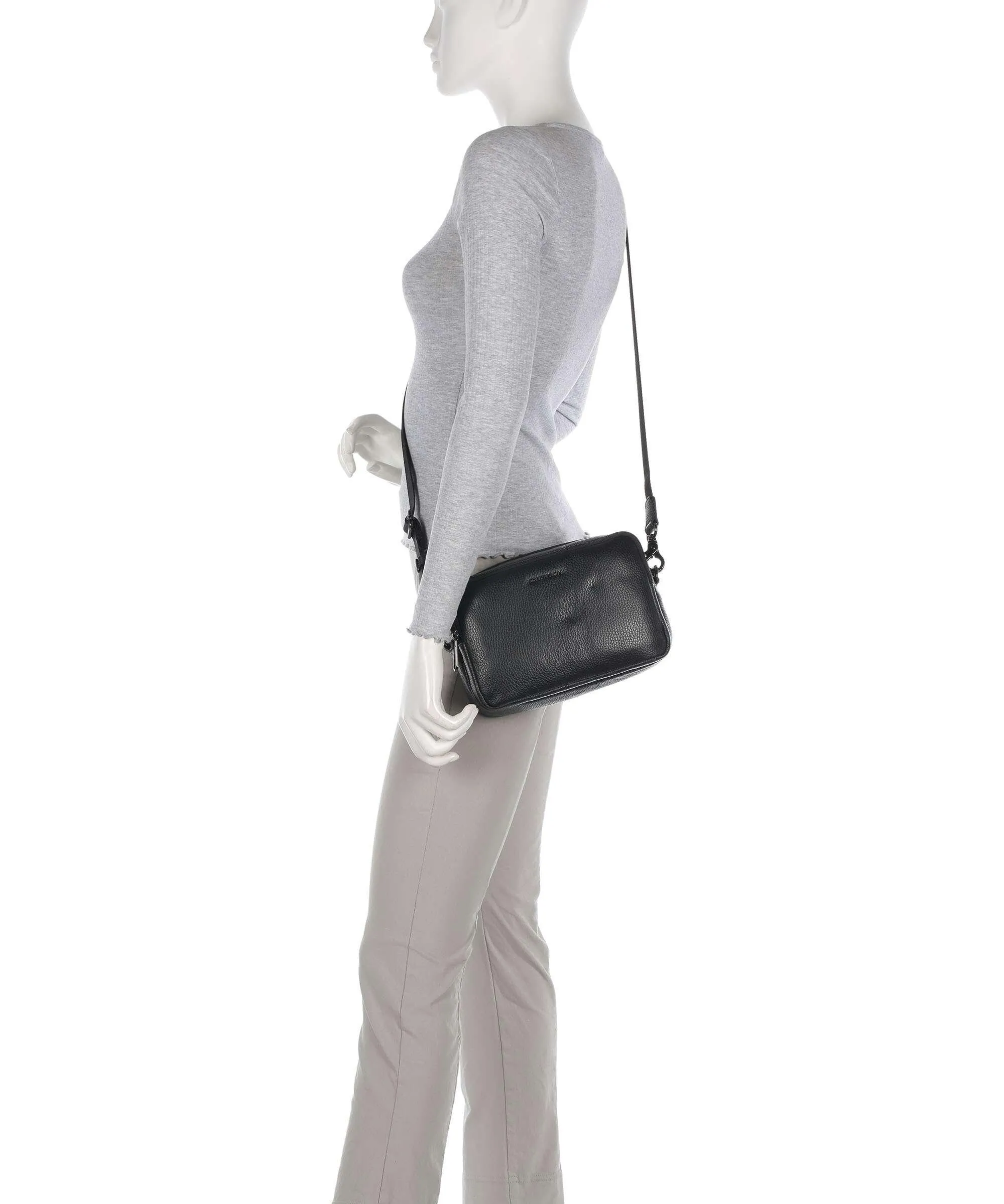  Mandarina Duck Mellow Leather Borsa a tracolla pelle di vitello grana nero  