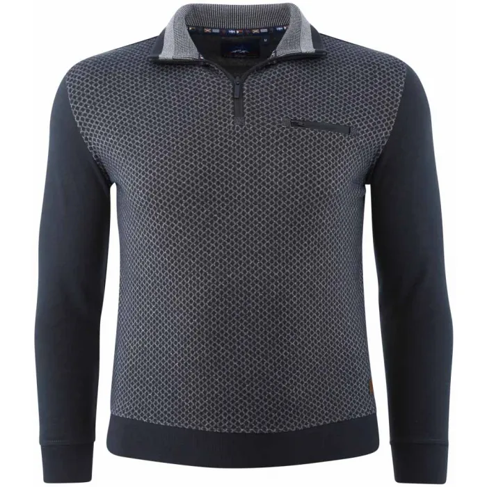 Meantime maglione da uomo a nido d'ape con cerniera sul petto Dark Green