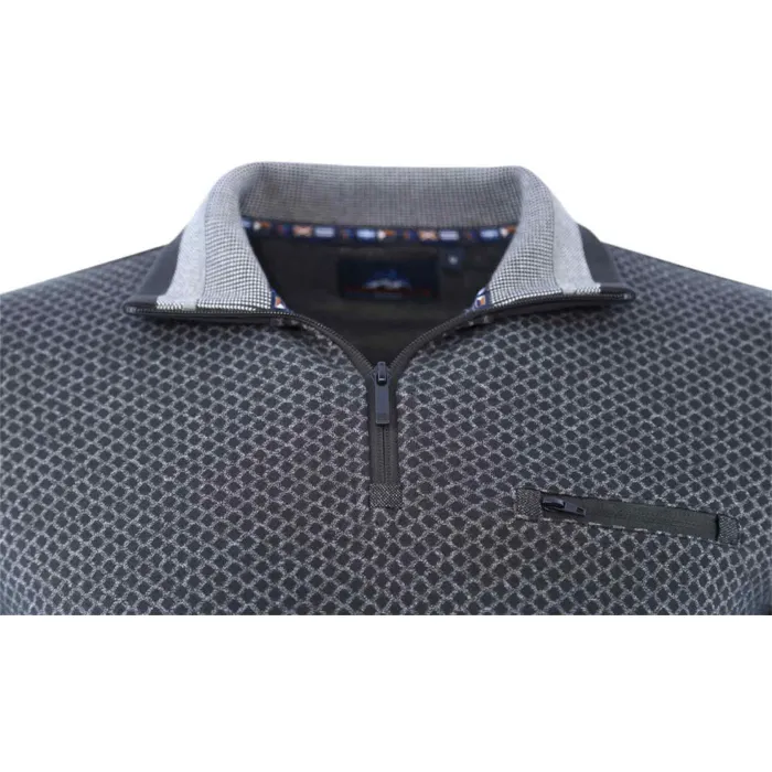 Meantime maglione da uomo a nido d'ape con cerniera sul petto Dark Green