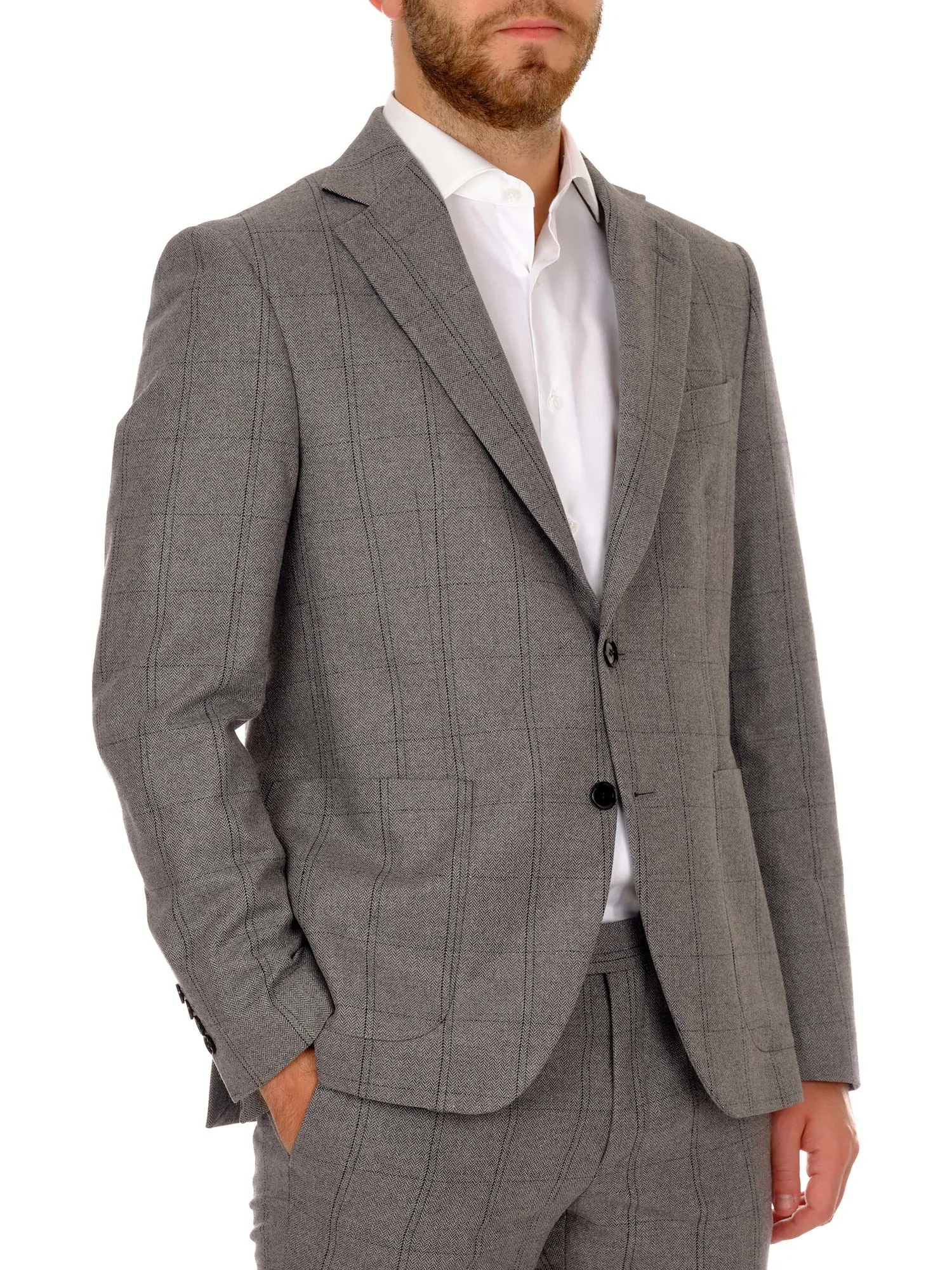 Men's Wool Jacket Single-Breasted Two-Button