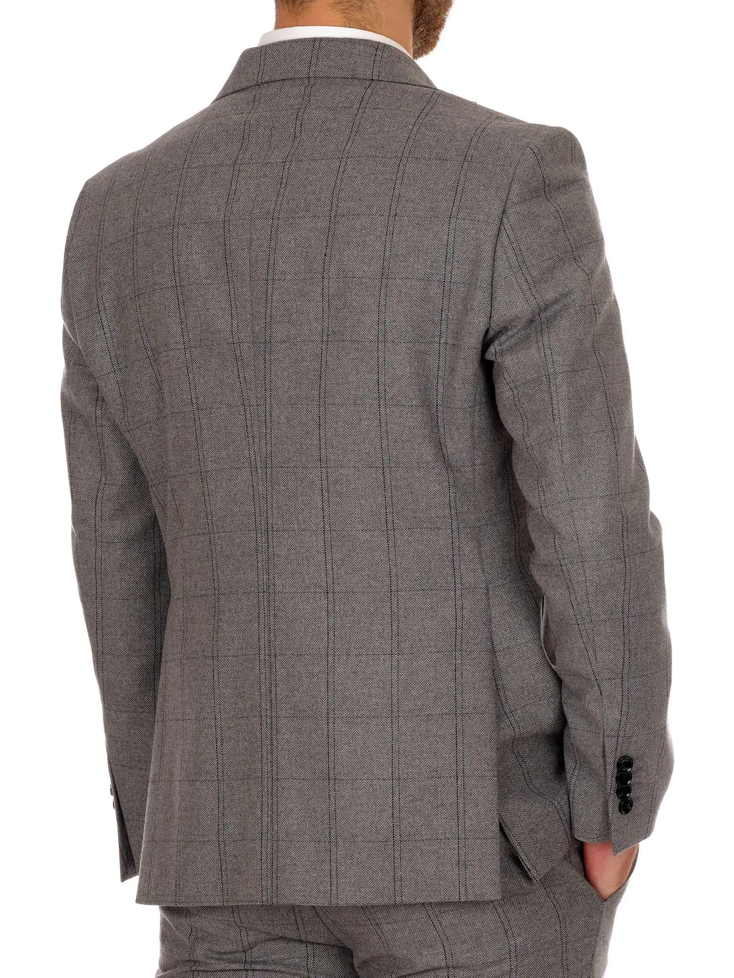 Men's Wool Jacket Single-Breasted Two-Button