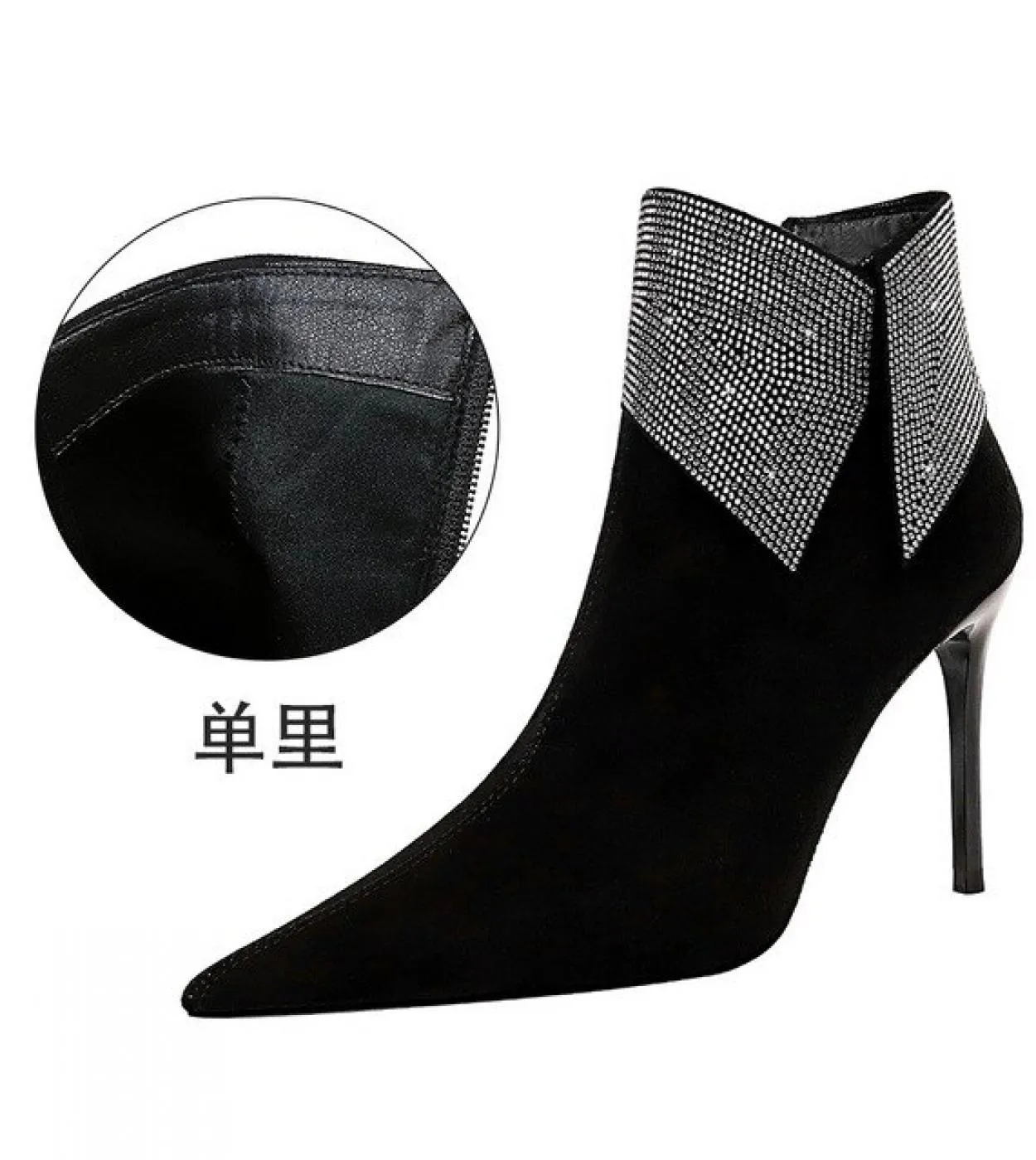 Moda nuovo inverno punta a punta donna stivaletti calzature tacchi alti cerniera risvolto femminile stivali di cristallo scarpe