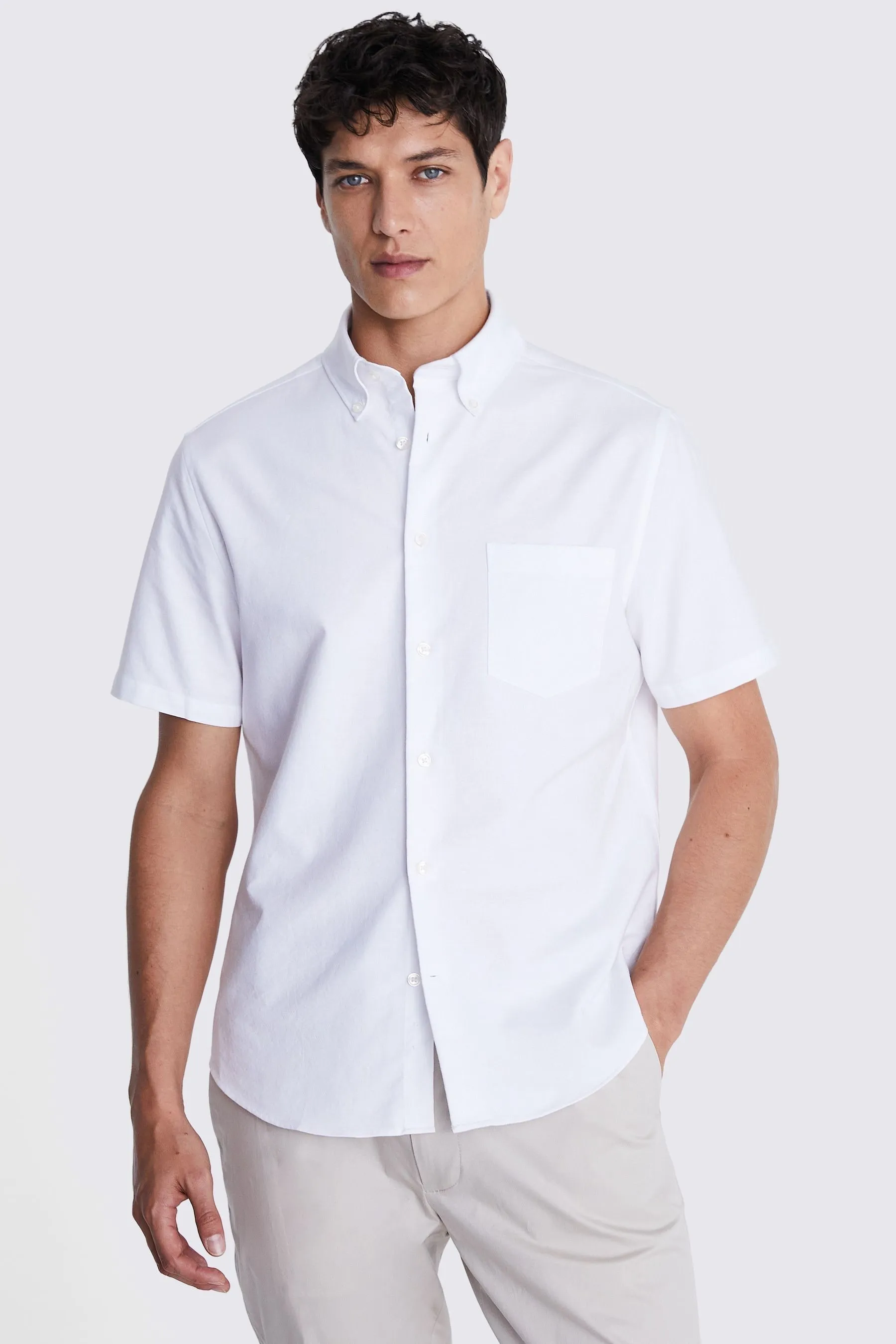 MOSS Short Sleeve Washed Oxford 100% Cotton Shirt    
