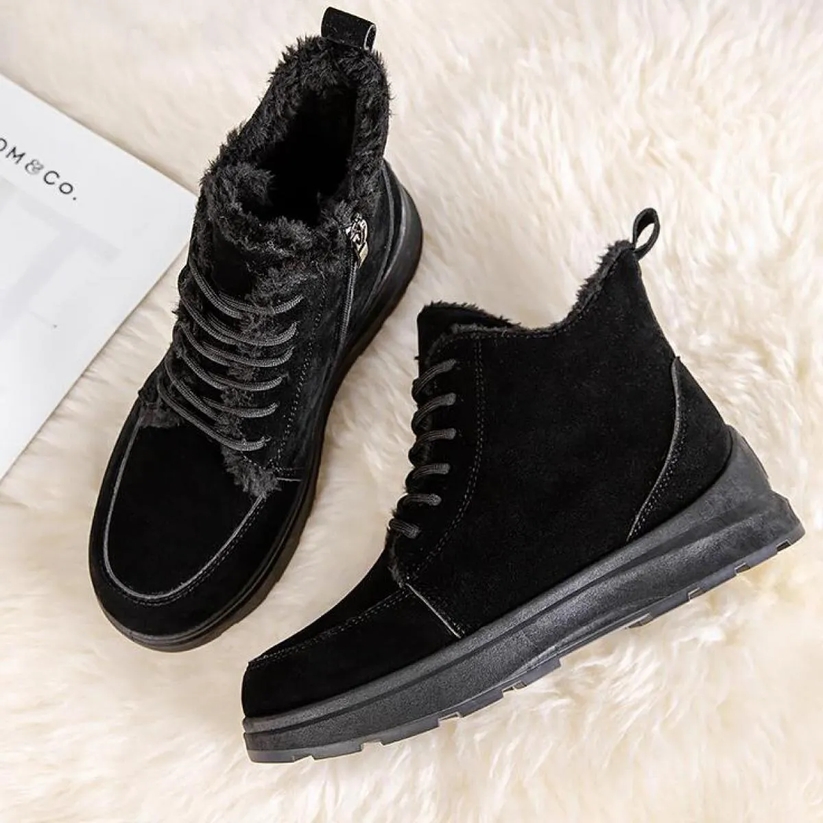 Nuove zeppe stivaletti da neve inverno casual caldo cerniera laterale scarpe con plateau per donna peluche antiscivolo calzature
