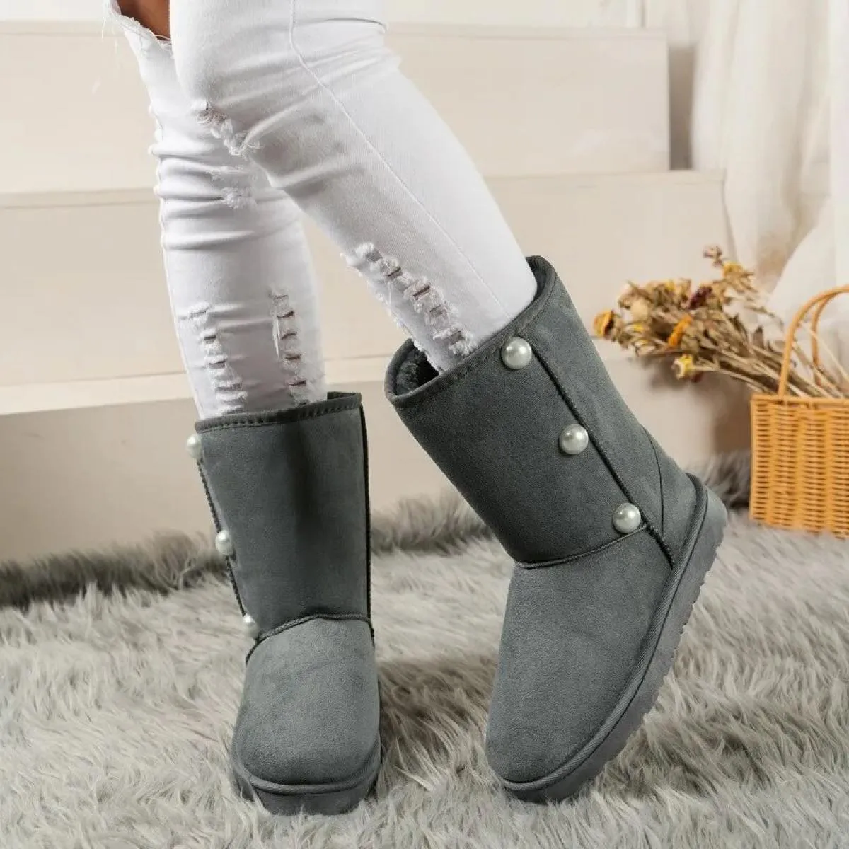 Nuovi stivali da neve con piattaforma donna 2023 stivaletti invernali in peluche spesso donna antiscivolo caldo cotone imbottito