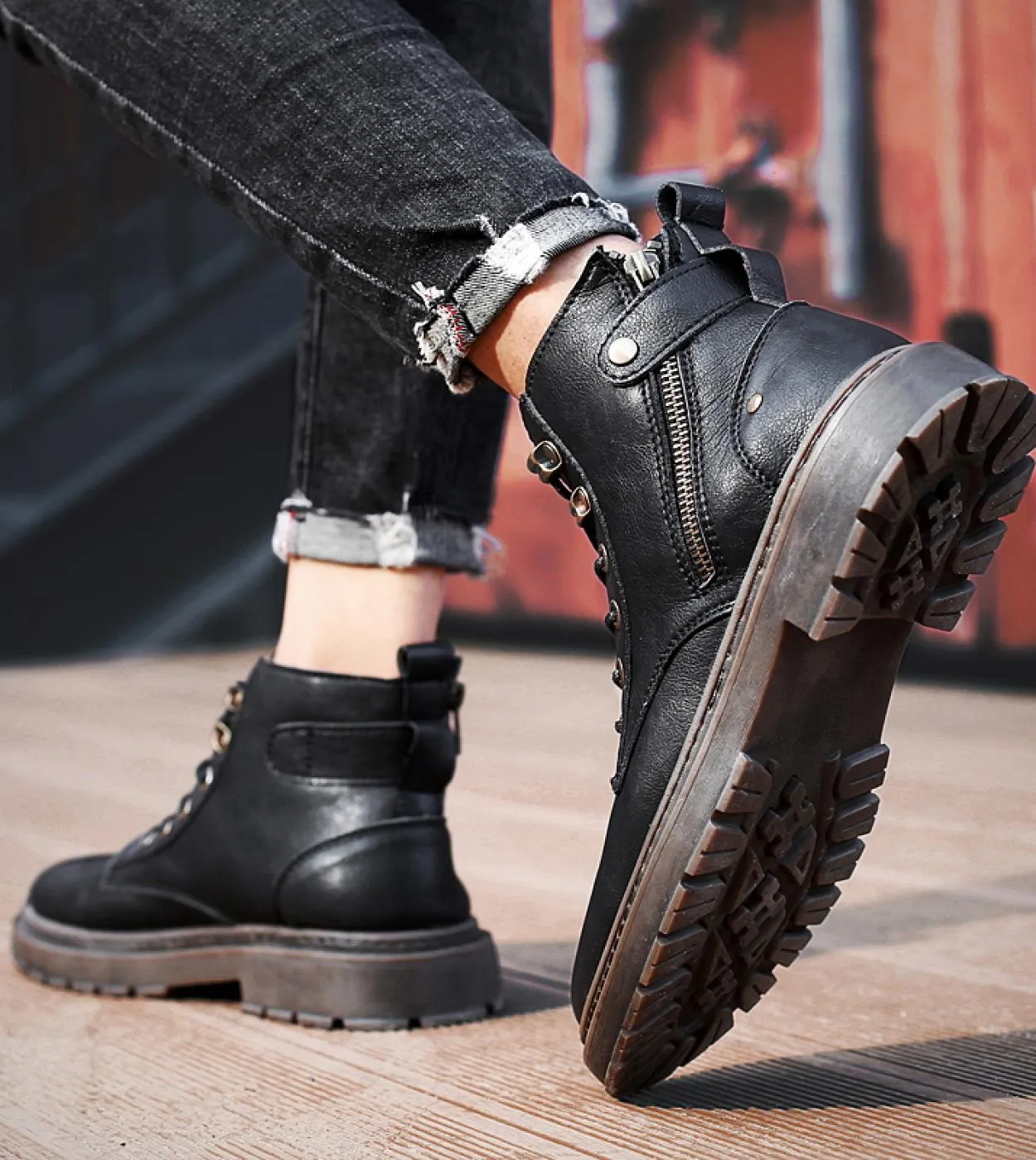Nuovi stivali invernali Stivaletti stile britannico Stivali Martin di alta qualità Scarpe in pelle Stringate Stivali di sicurezz