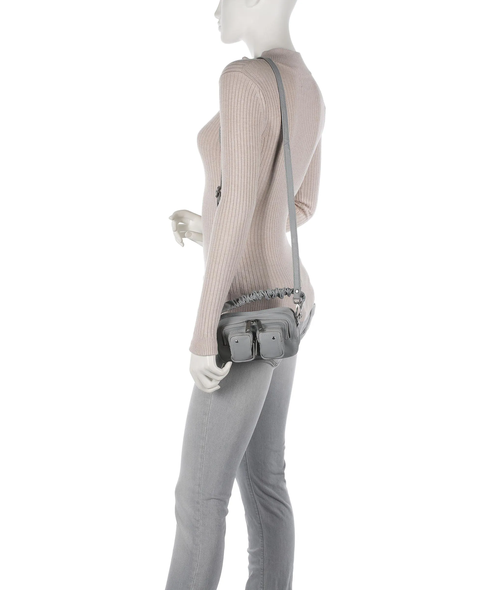  Núnoo Silky Helena Borsa a tracolla pelle granulata grigio  