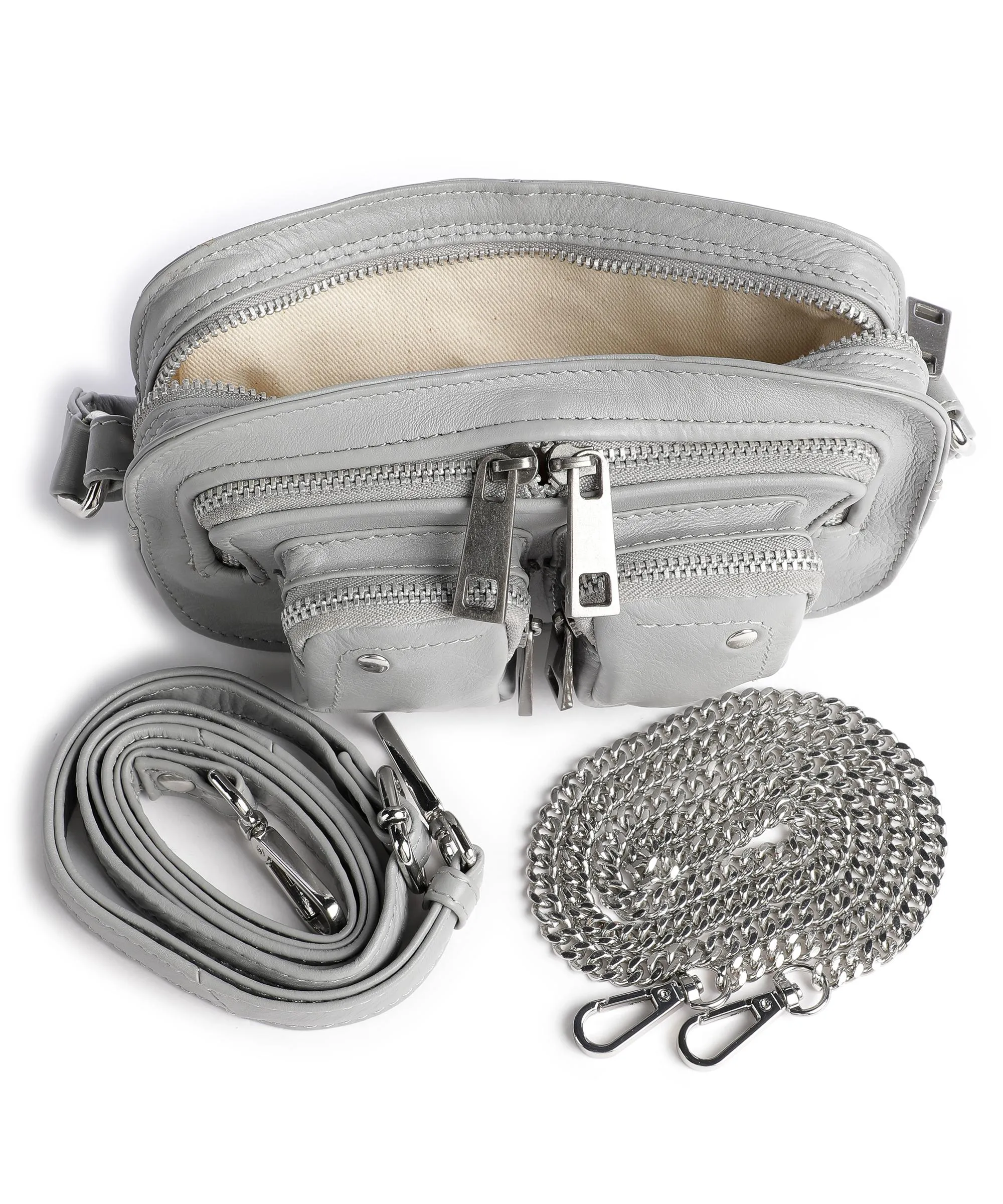  Núnoo Silky Helena Borsa a tracolla pelle granulata grigio  