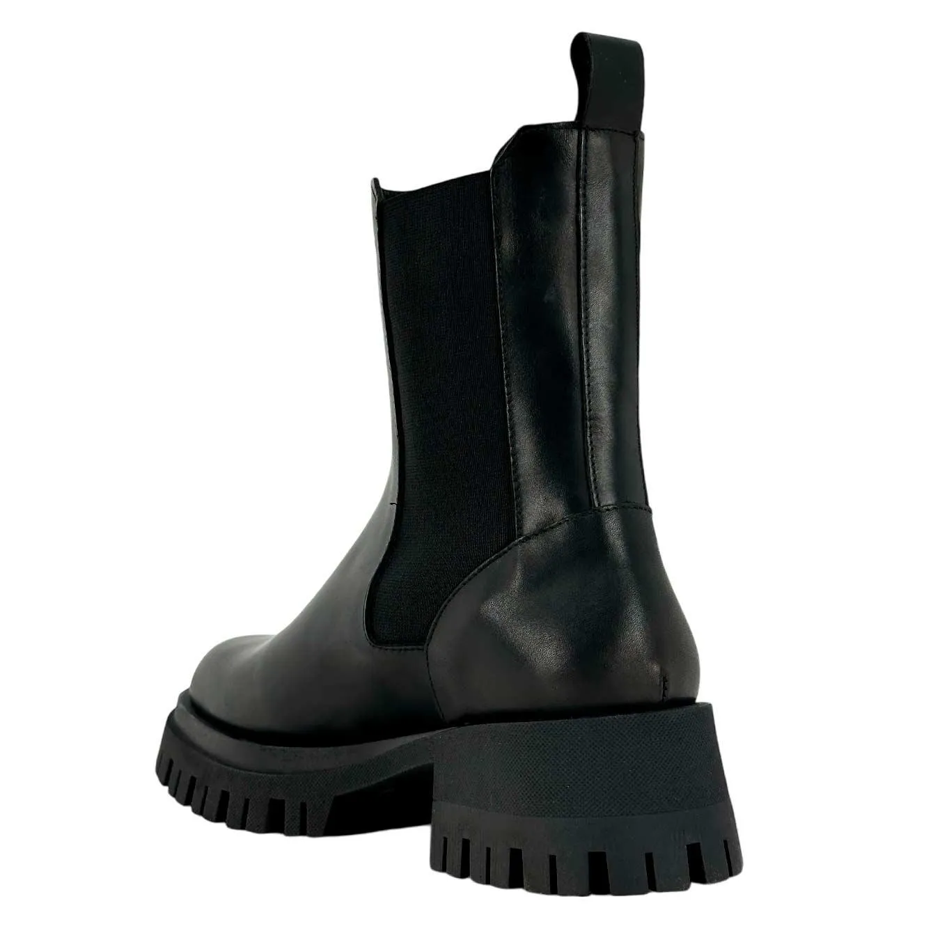 Ovyé Stivale Chelsea Donna, Elastici Laterali, Pelle, Nero