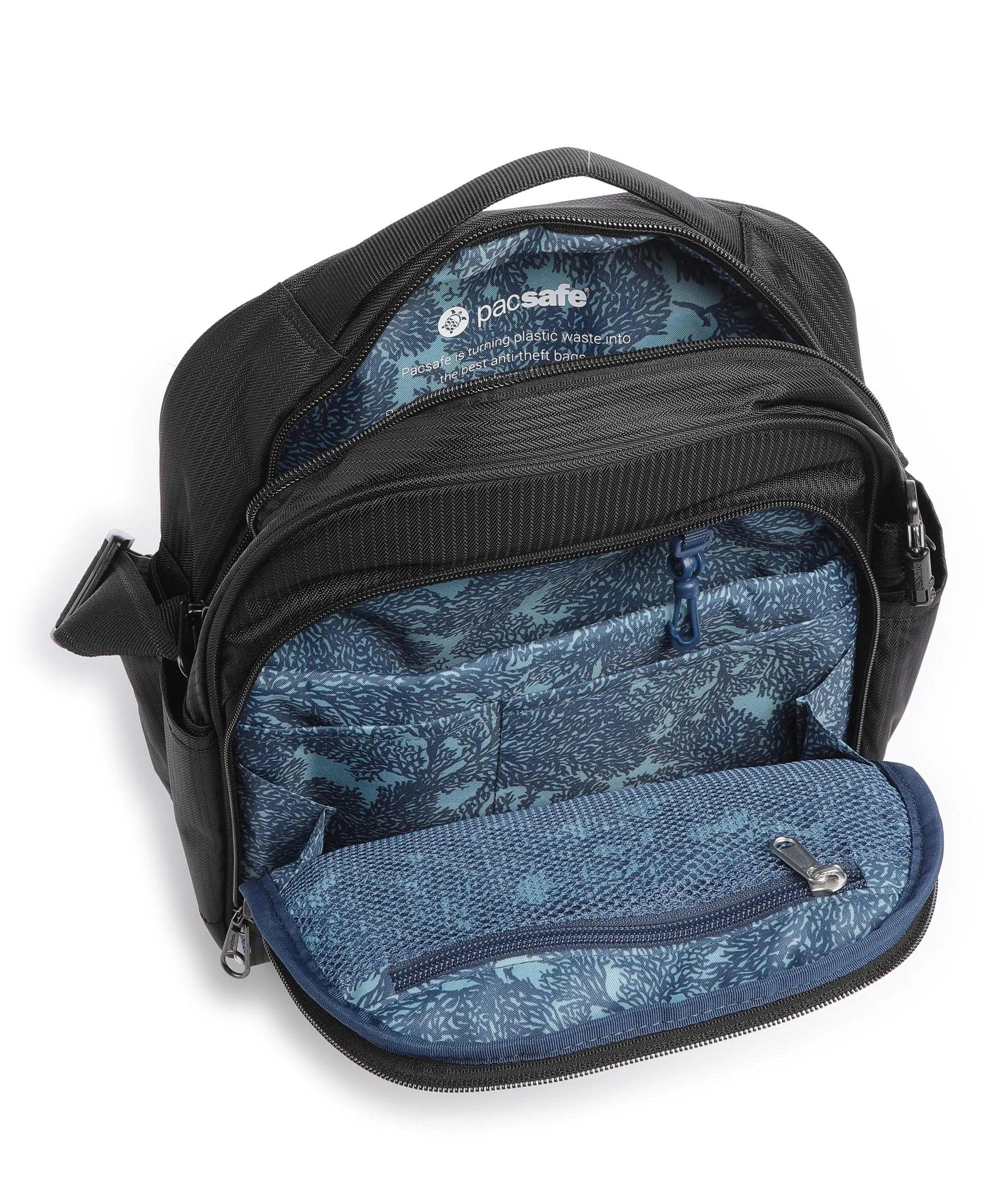  Pacsafe Metrosafe LS250 ECONYL Borsa a tracolla 12″ nylon riciclato nero  