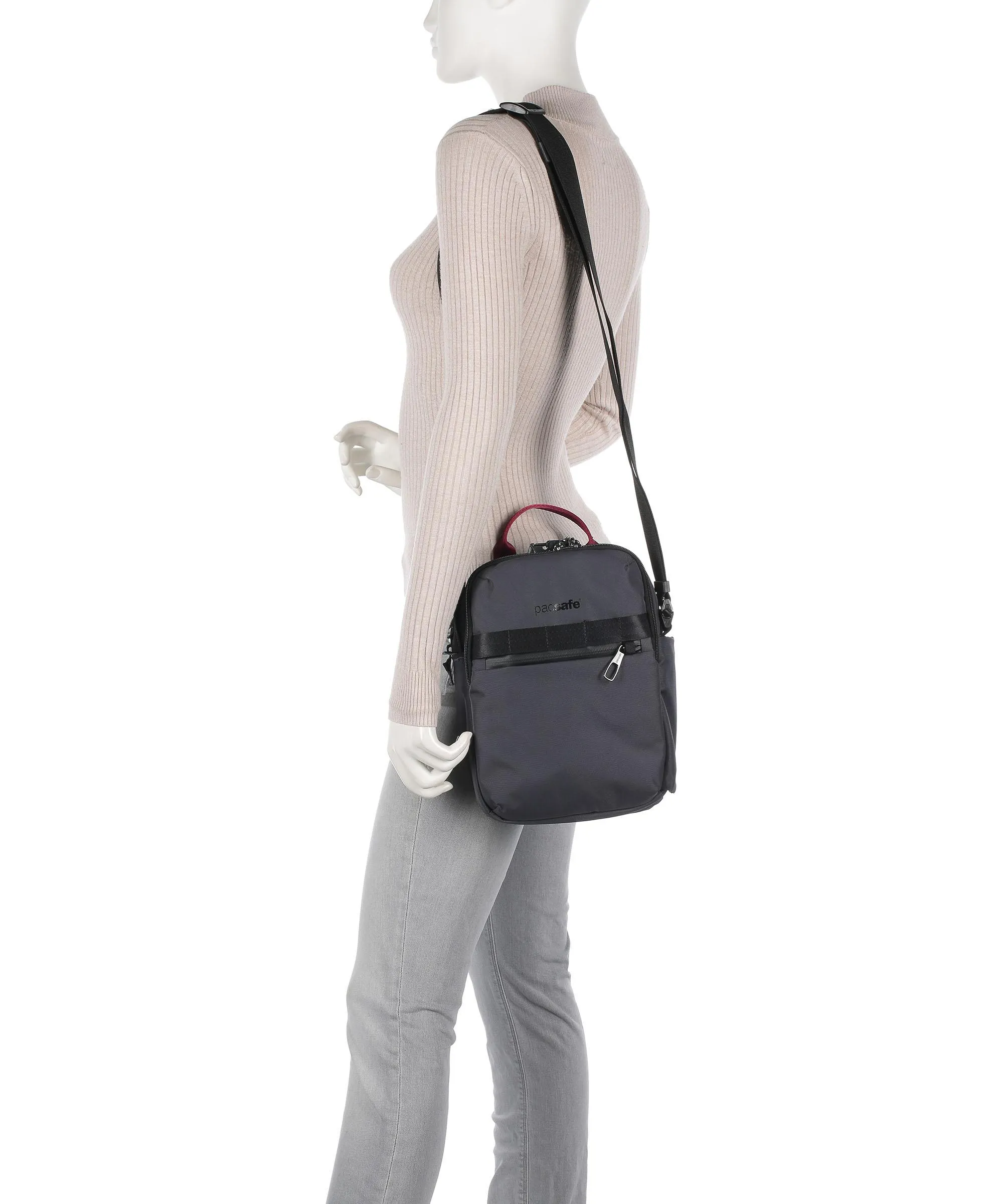  Pacsafe Metrosafe X vertical Borsa a tracolla 10″ poliestere riciclato grigio scuro  