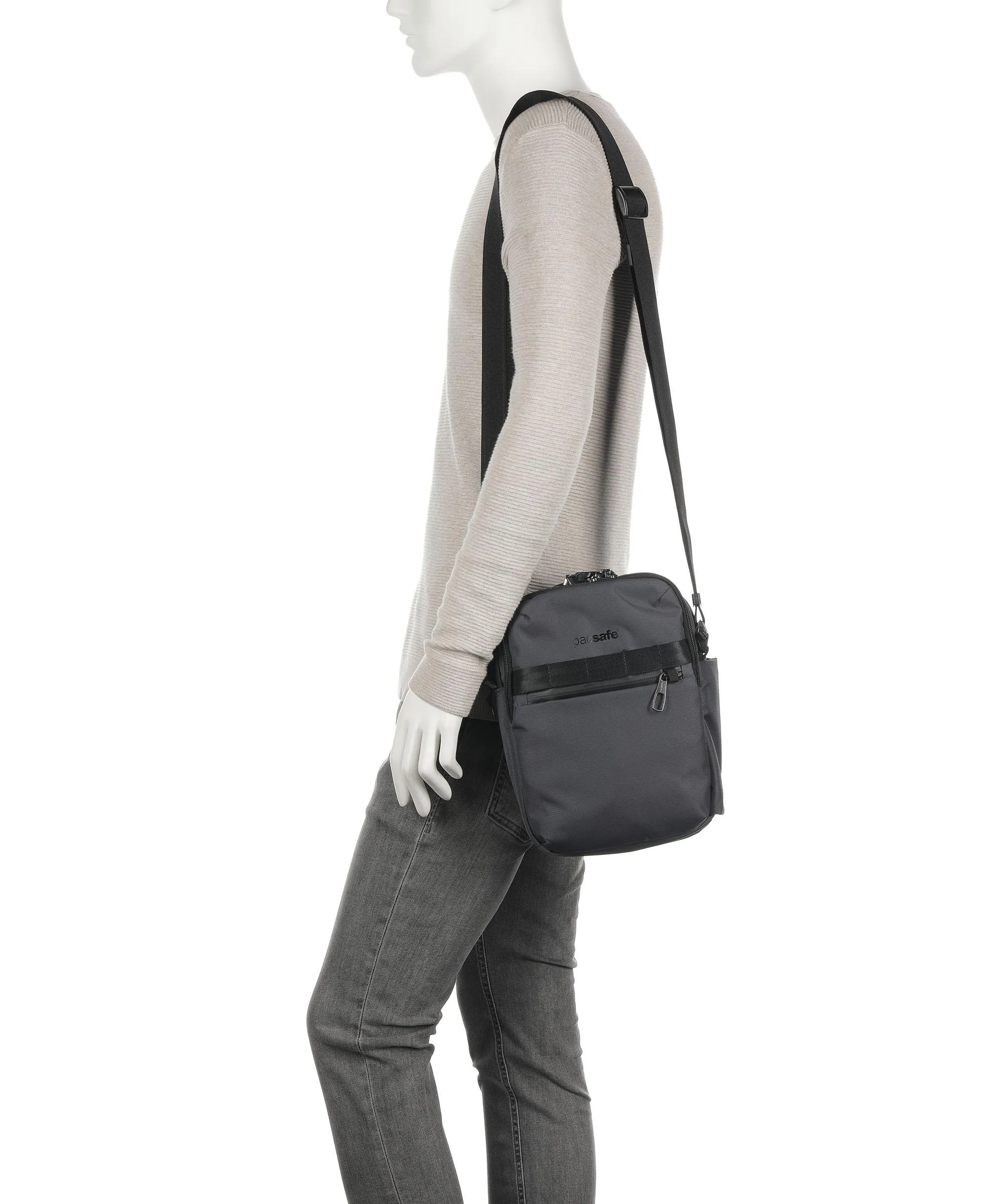  Pacsafe Metrosafe X vertical Borsa a tracolla 10″ poliestere riciclato grigio scuro  