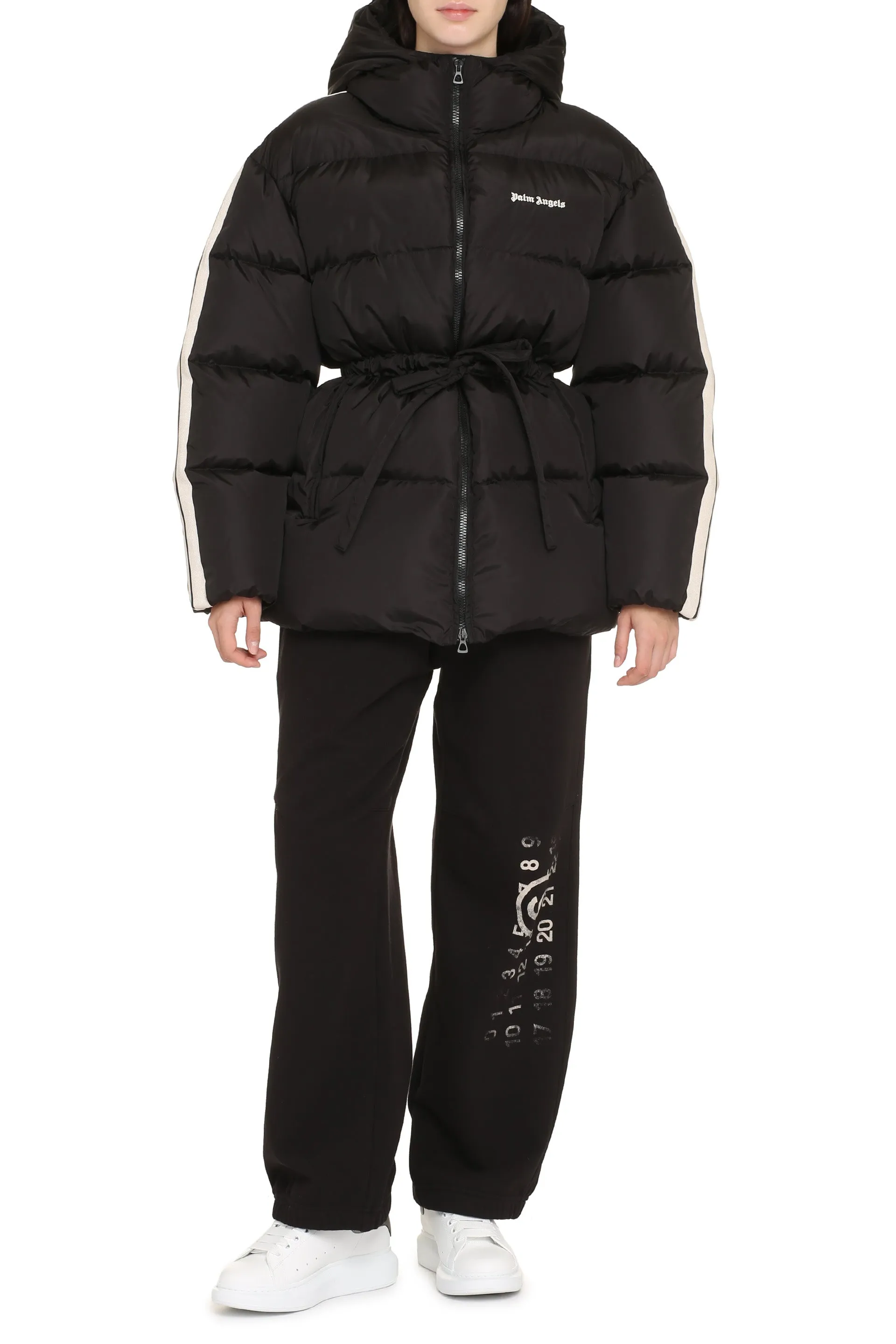 Palm Angels Piumino con zip e cintura in vita