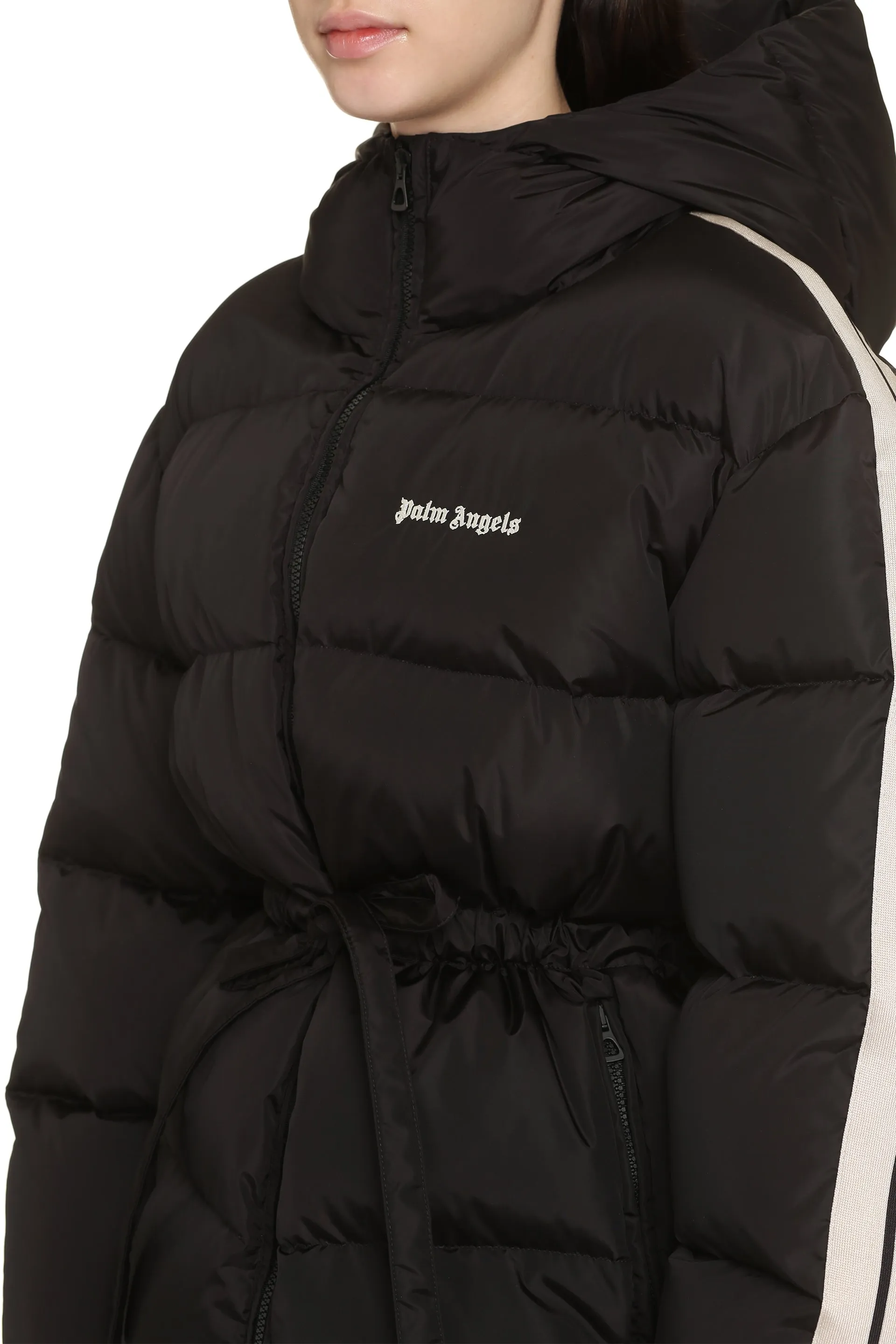 Palm Angels Piumino con zip e cintura in vita