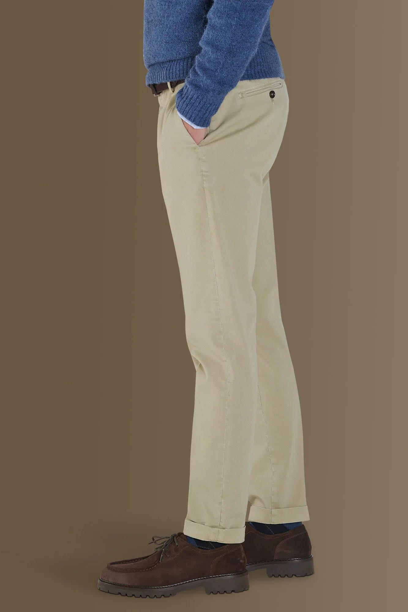 Pantalone classico chino twill elasticizzato