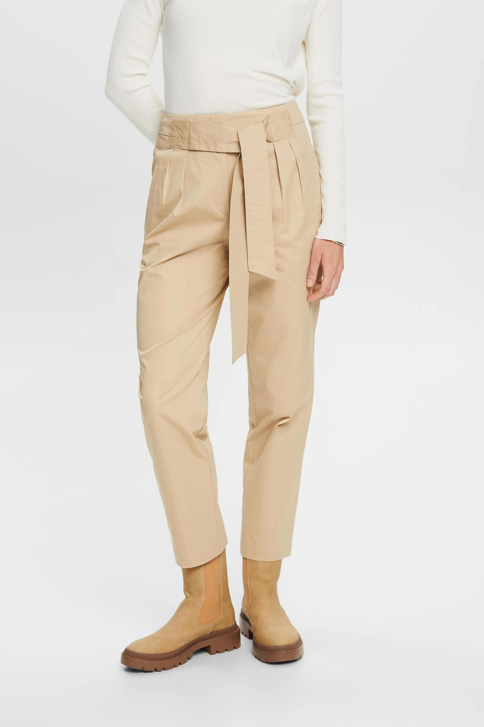 Pantaloni chino con cintura fissa, 100% cotone