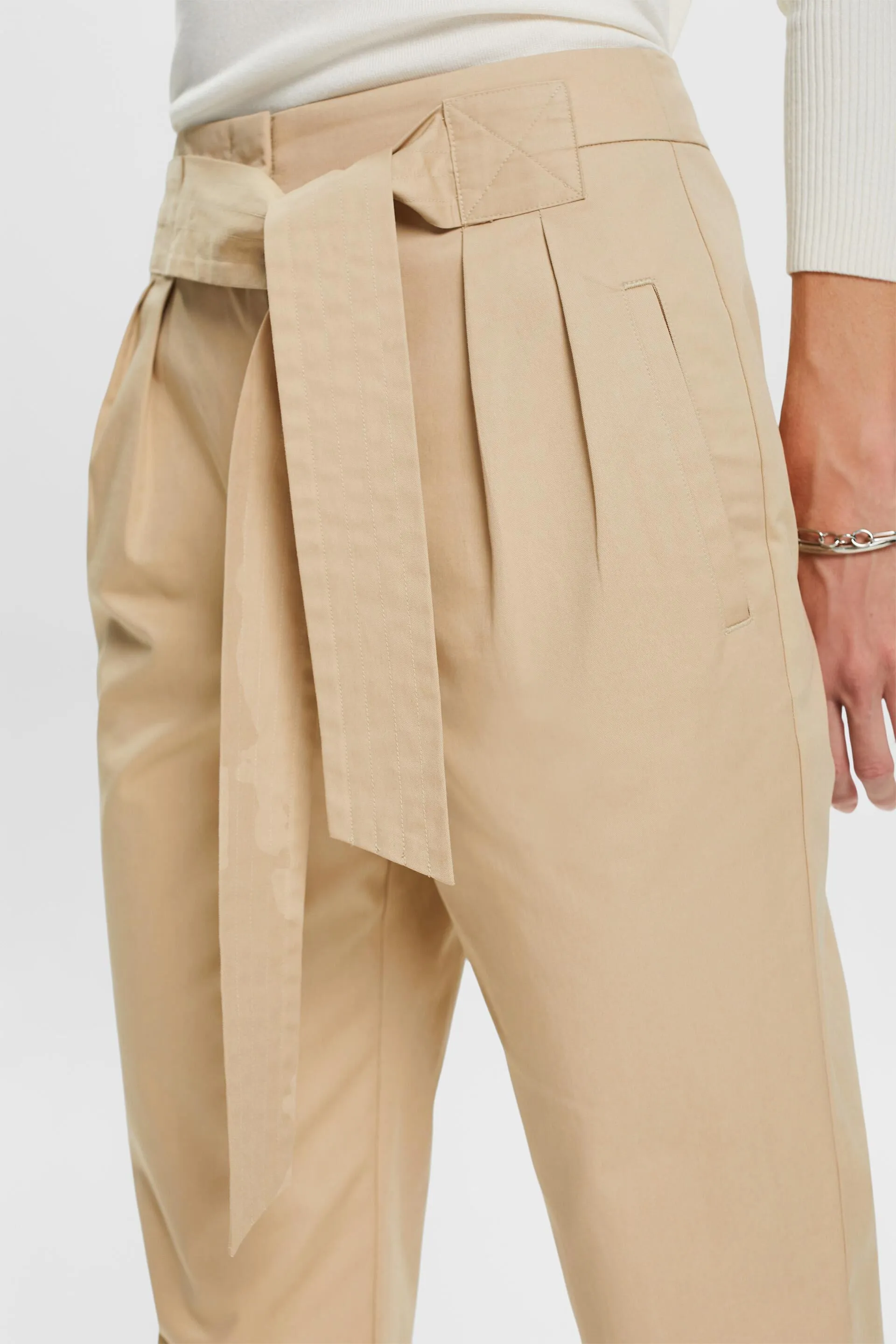 Pantaloni chino con cintura fissa, 100% cotone